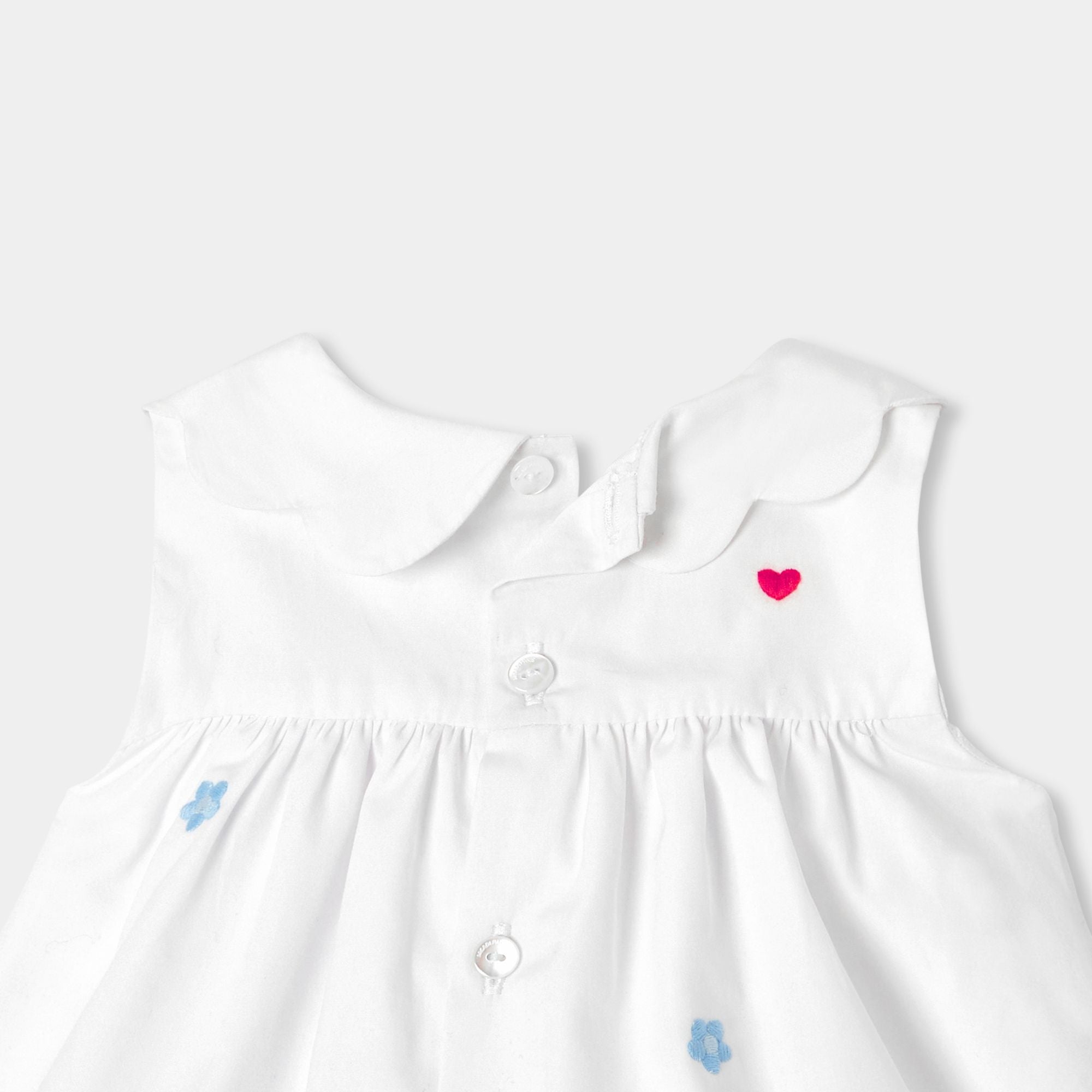 Dress in Popeline embroidered Baby Girl - White/Multicolour