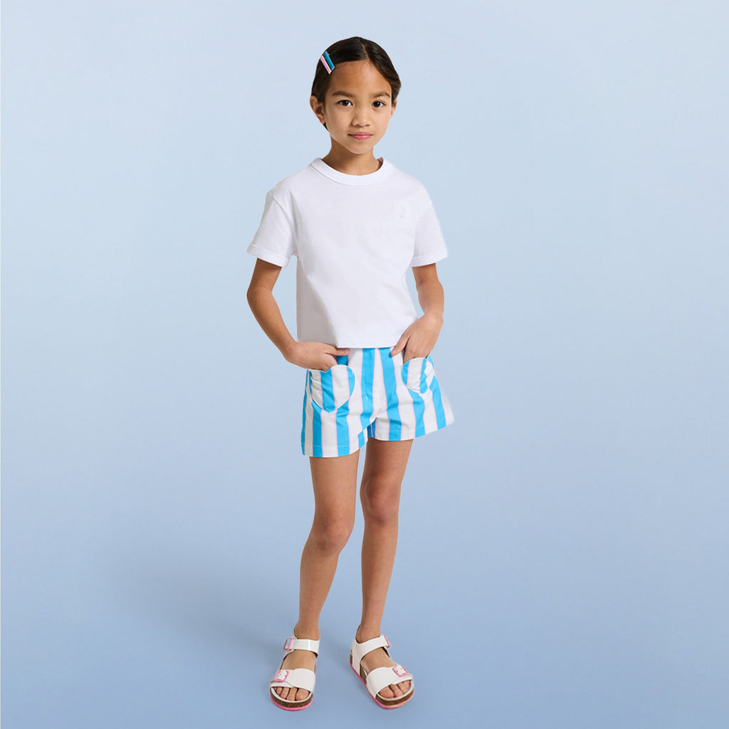 Girl striped twill shorts