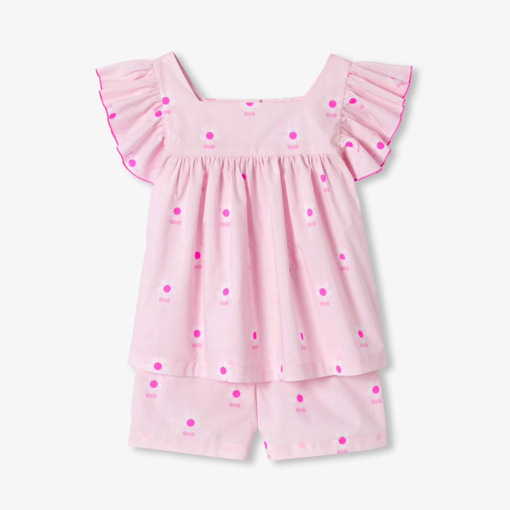 Girl poplin short pyjamas - Pink/White