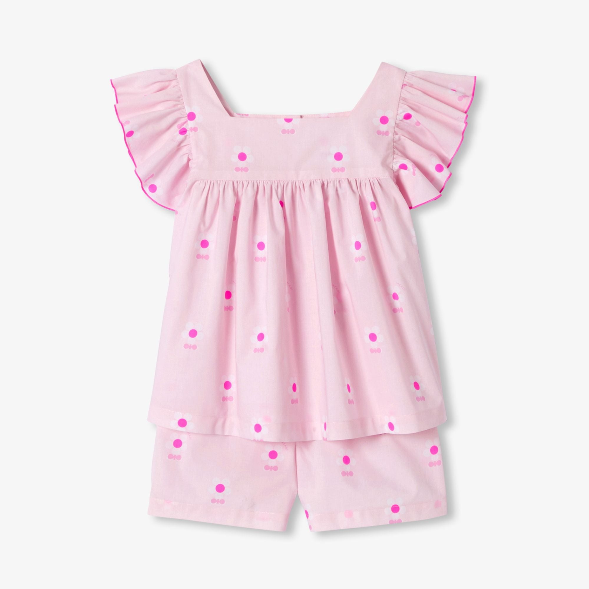 Girl poplin short pyjamas - Pink/White