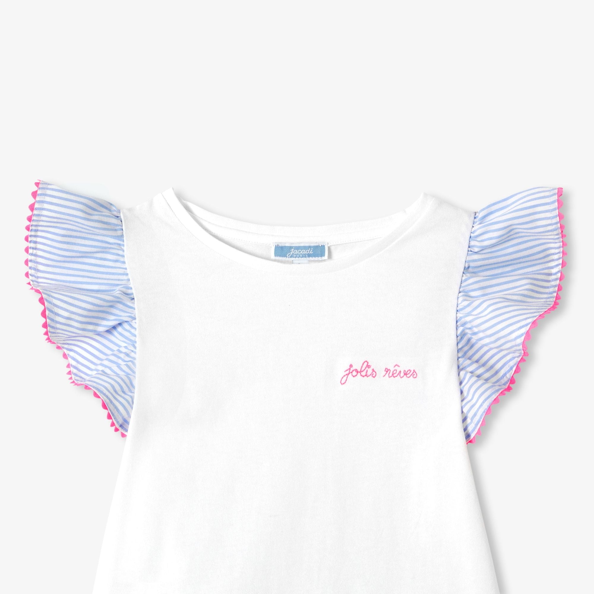 Pyjamas With Shorts in Cotton Girl - Blue/White