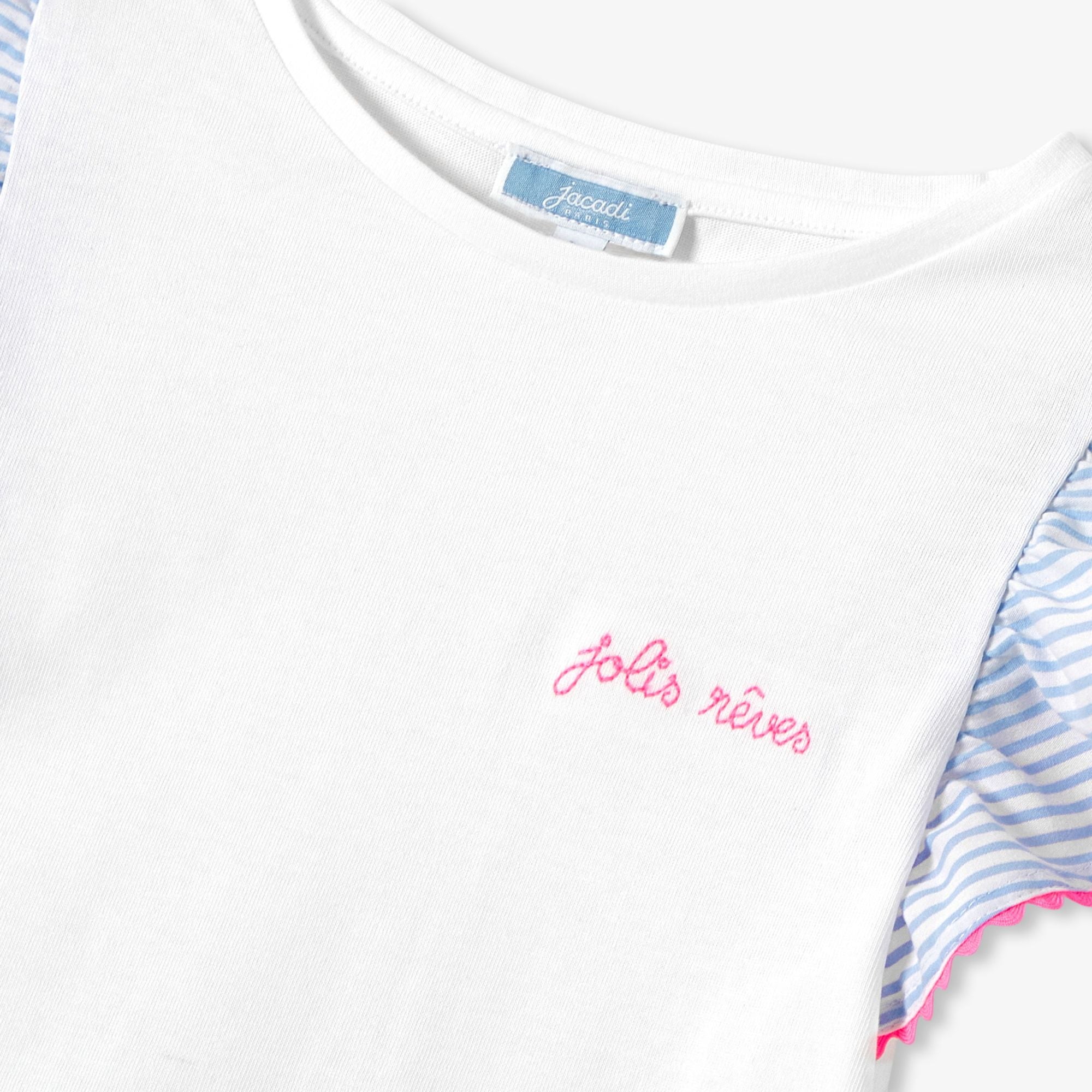 Pyjamas With Shorts in Cotton Girl - Blue/White
