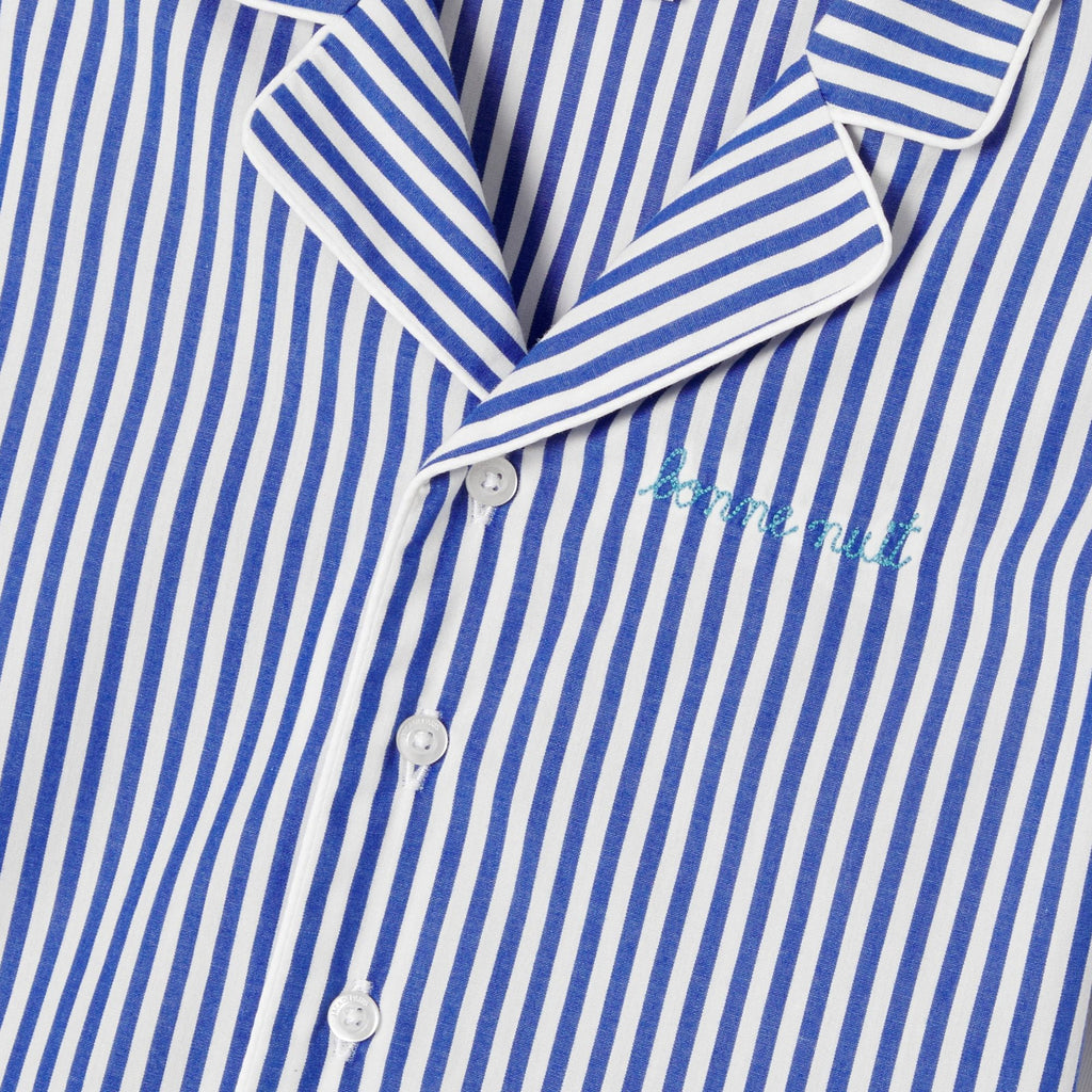 Boy striped poplin short pyjamas - Blue/White