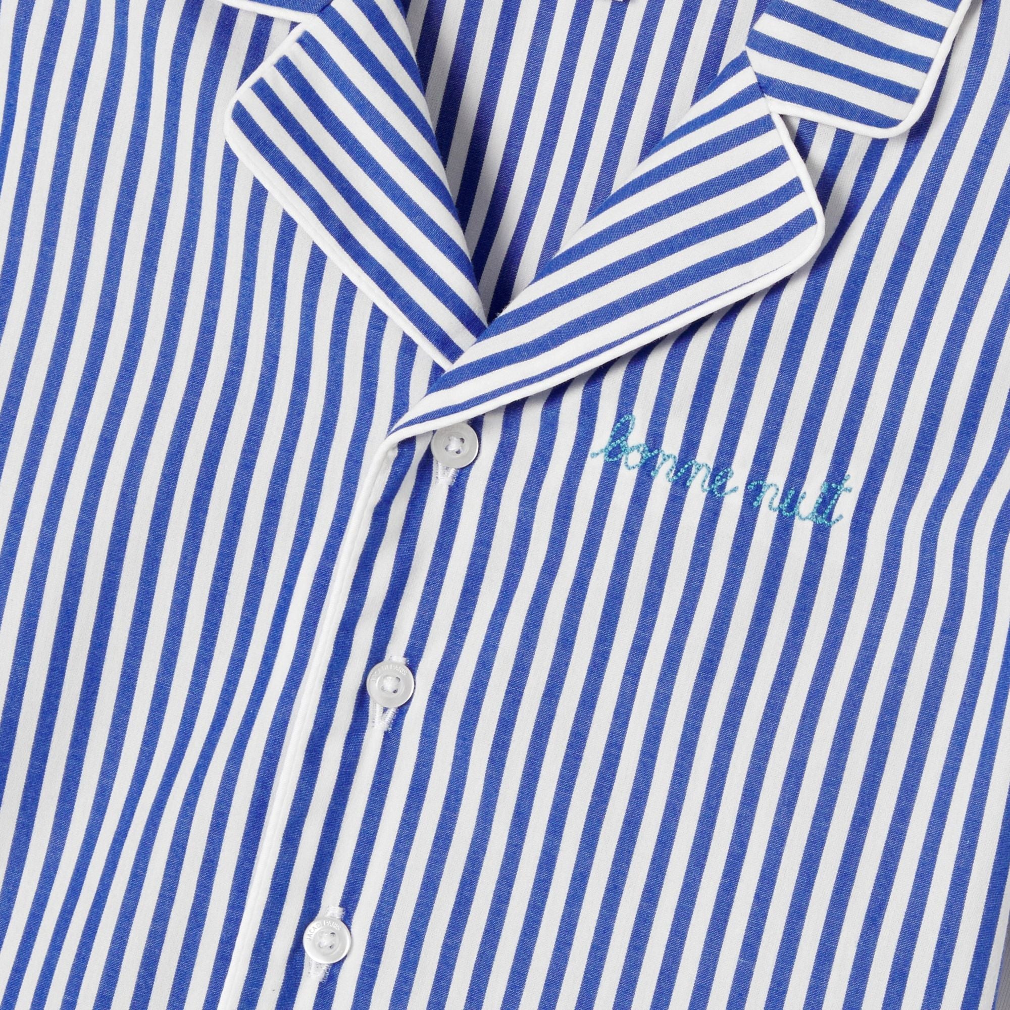 Boy striped poplin short pyjamas - Blue/White