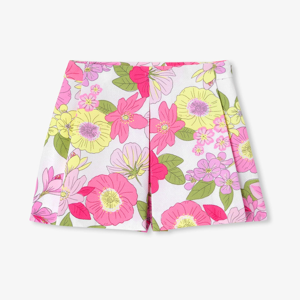 Ceremony Skort Piqué Nido D'ape Girl - White/Multicolour