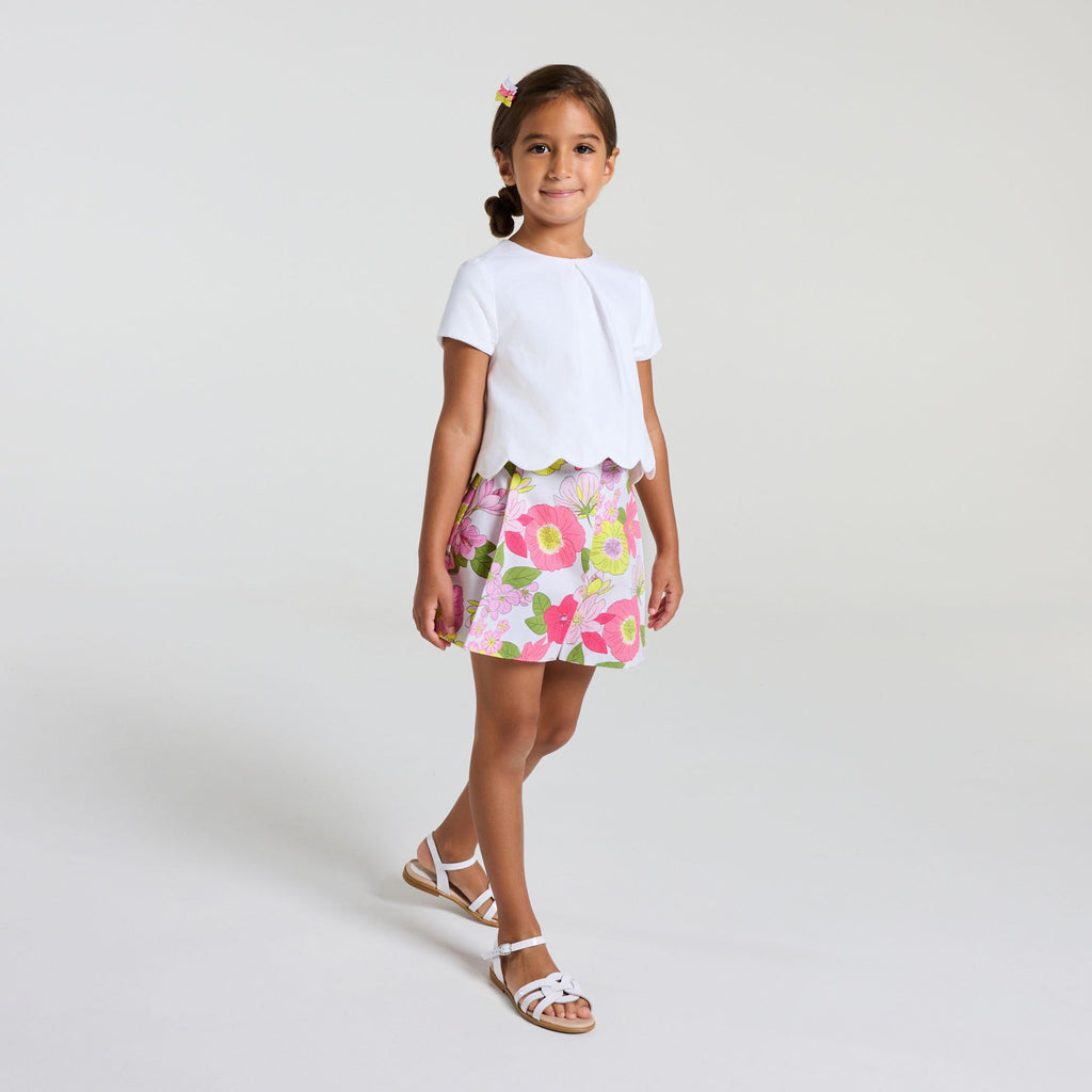 Ceremony Skort Piqué Nido D'ape Girl - White/Multicolour
