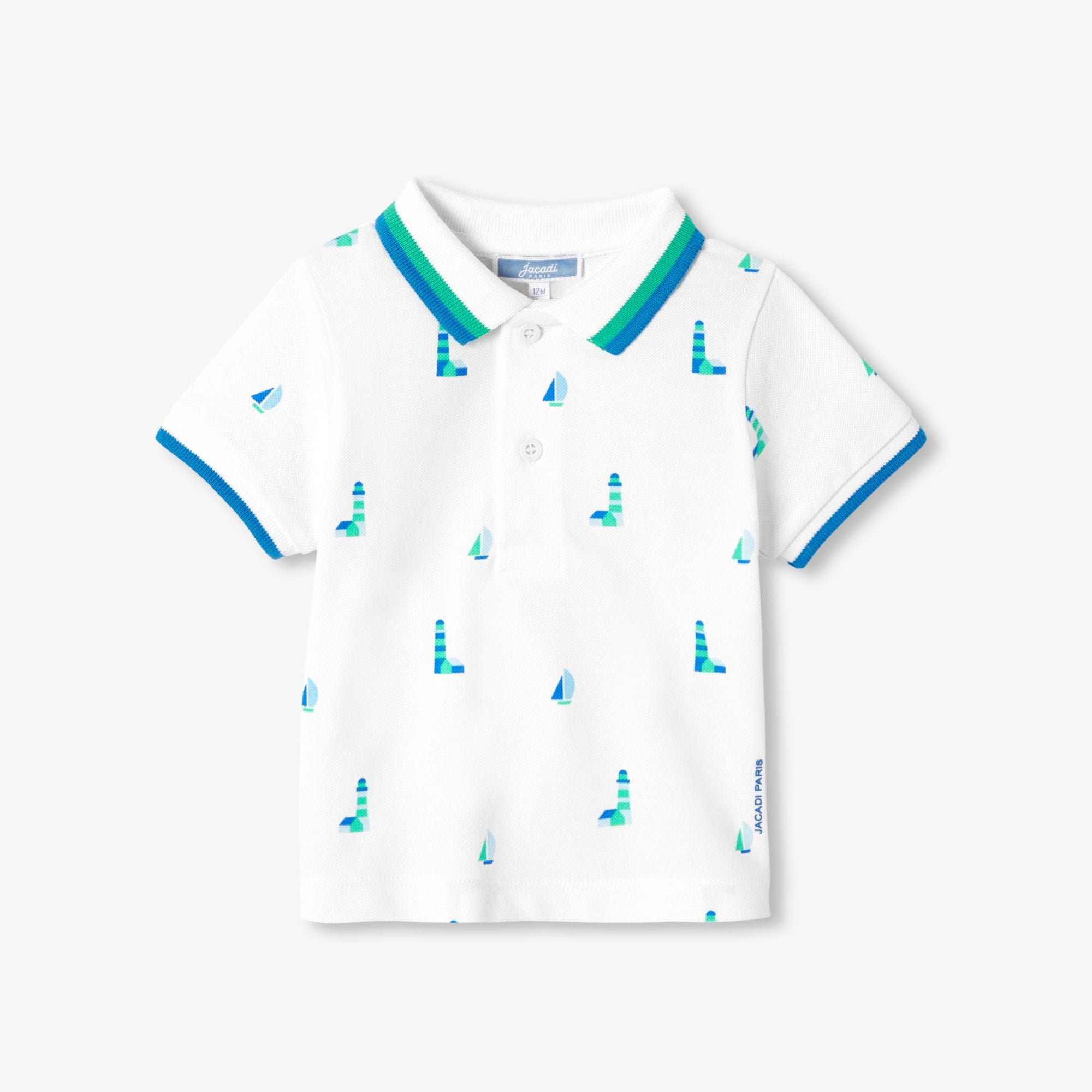 Baby boy polo shirt shirt in printed cotton piqué