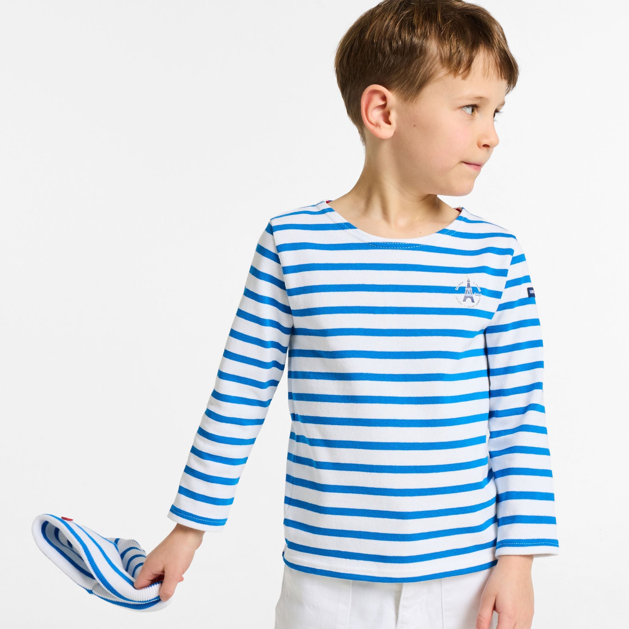 Sailor-style T-shirt Jacadi x Saint James Boy - White/Light Blue