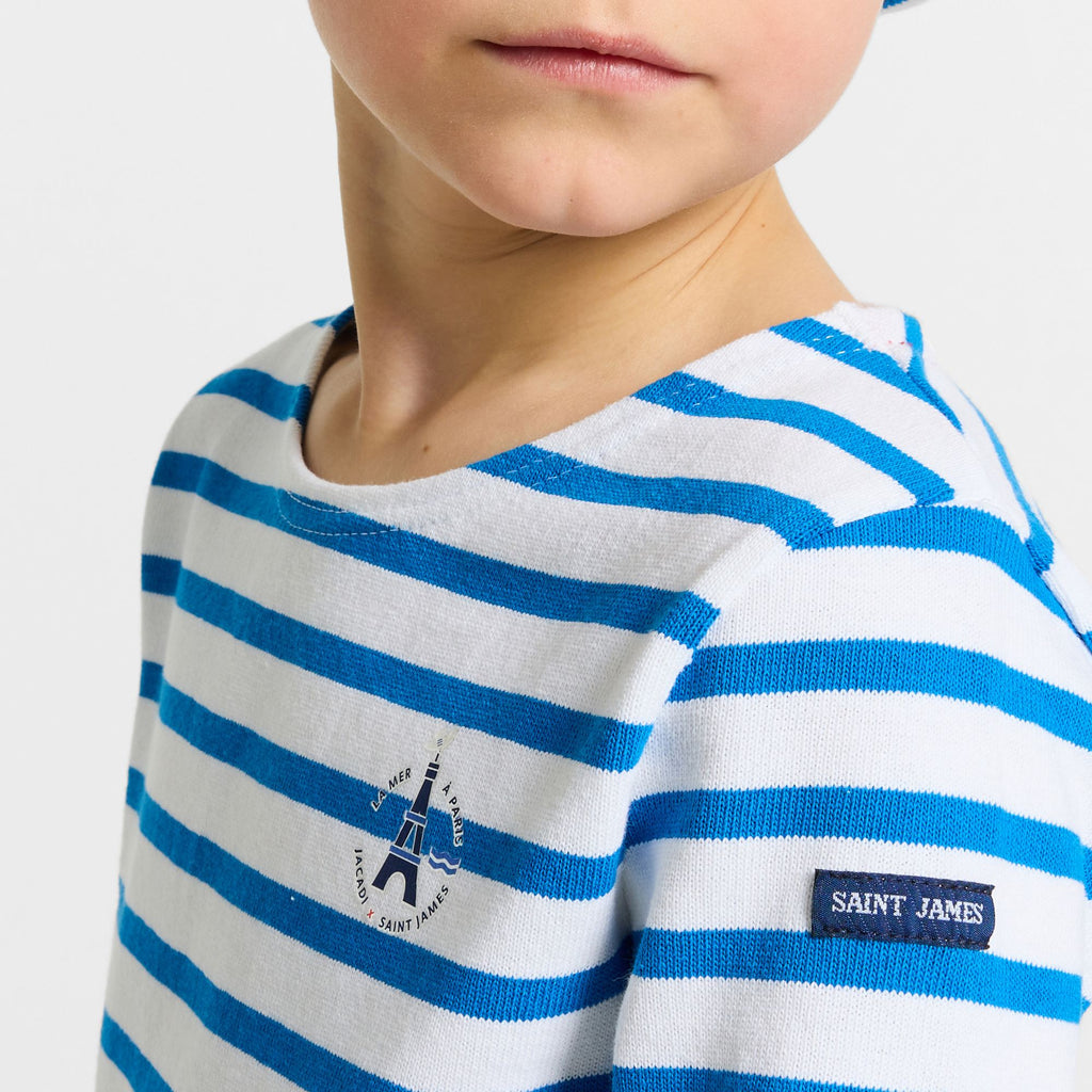 Sailor-style T-shirt Jacadi x Saint James Boy - White/Light Blue