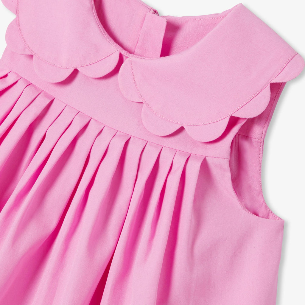 Baby girl cotton poplin ceremony dress - Medium Pink