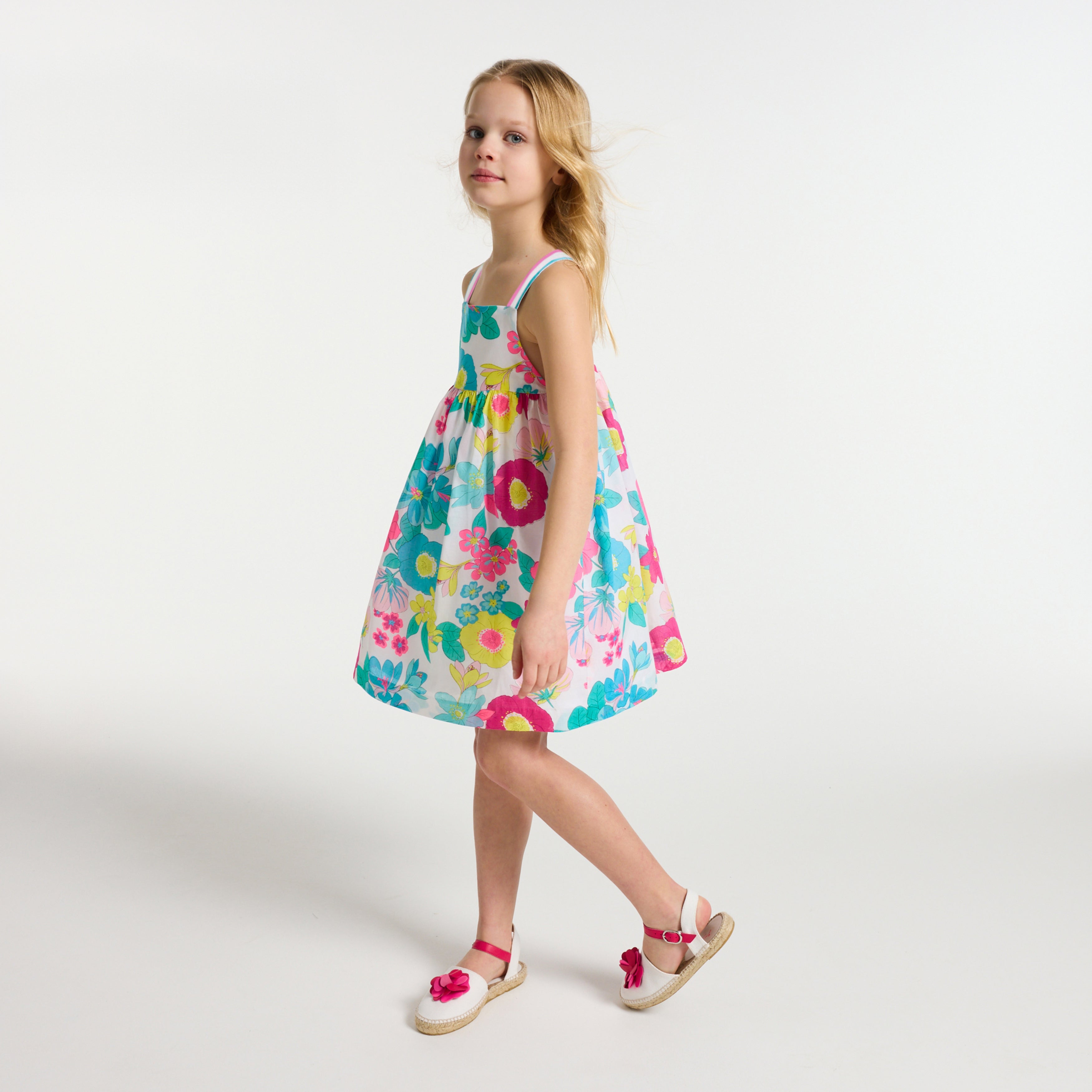 Girl sleeveless poplin dress