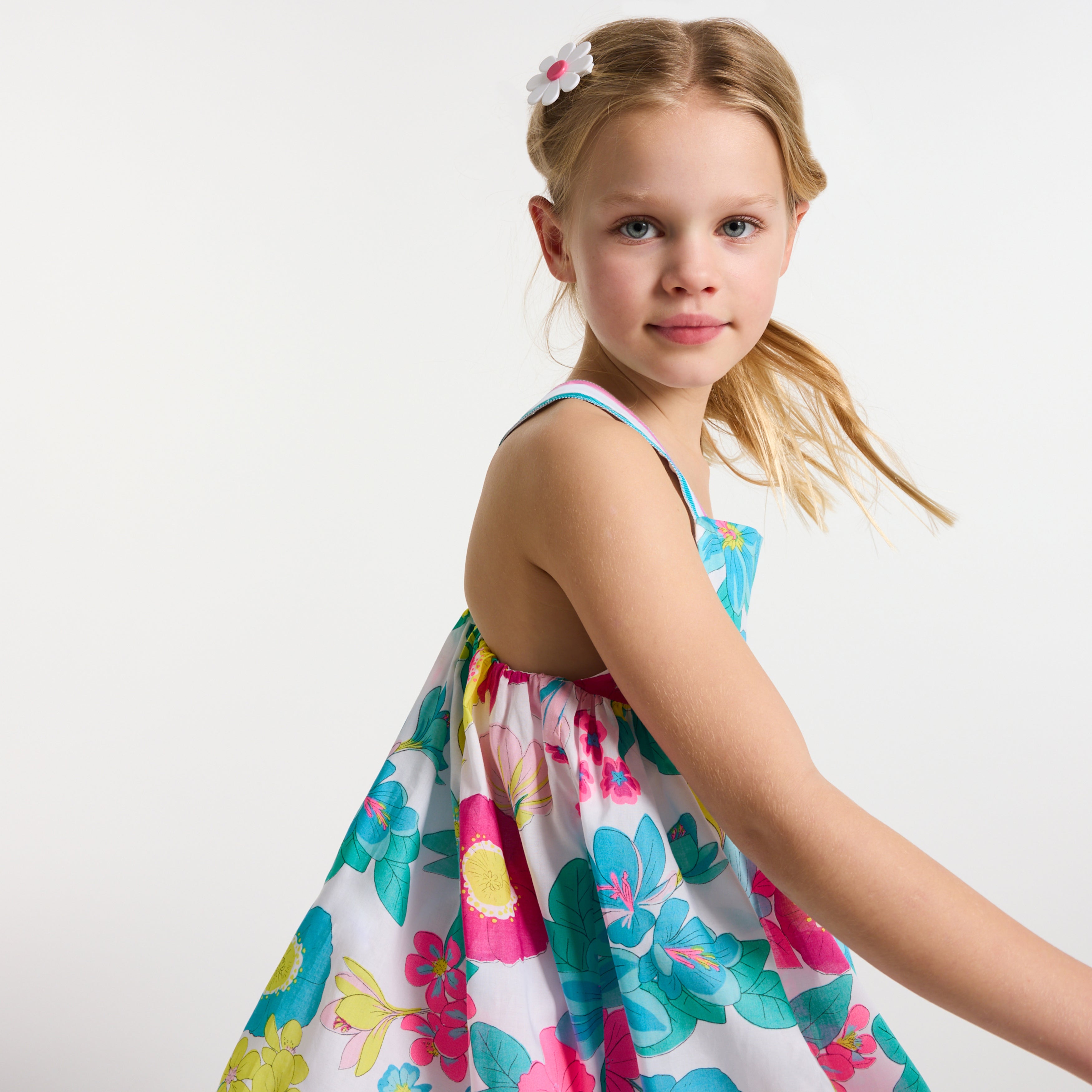 Girl sleeveless poplin dress