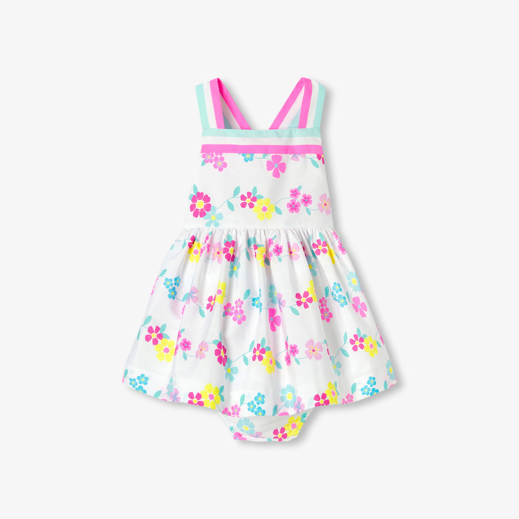 Baby girl dress in cotton with crossover back