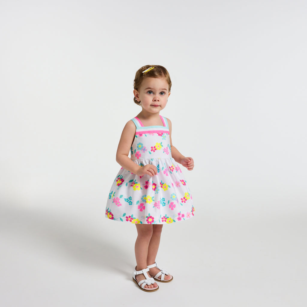 Baby girl dress in cotton with crossover back