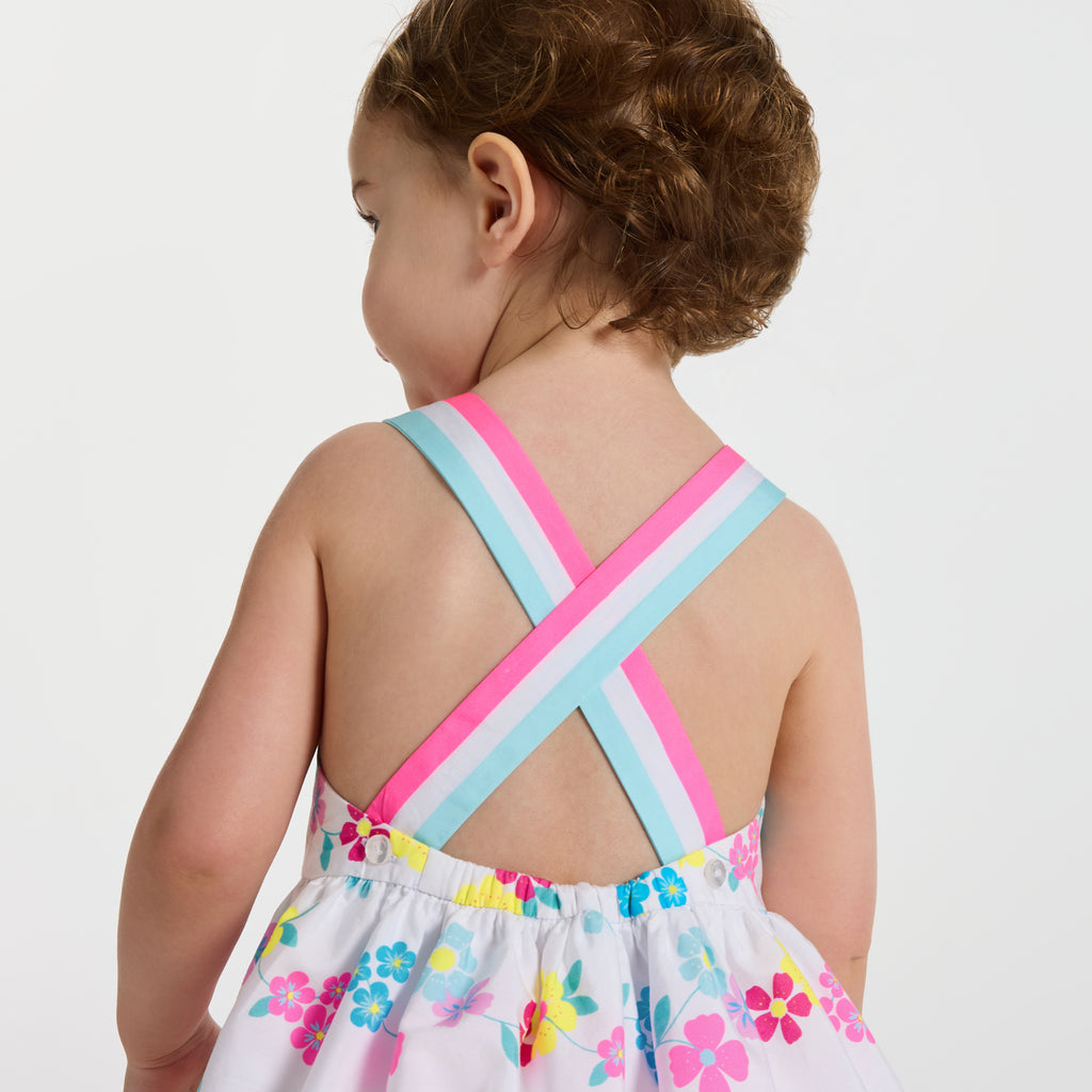 Baby girl dress in cotton with crossover back