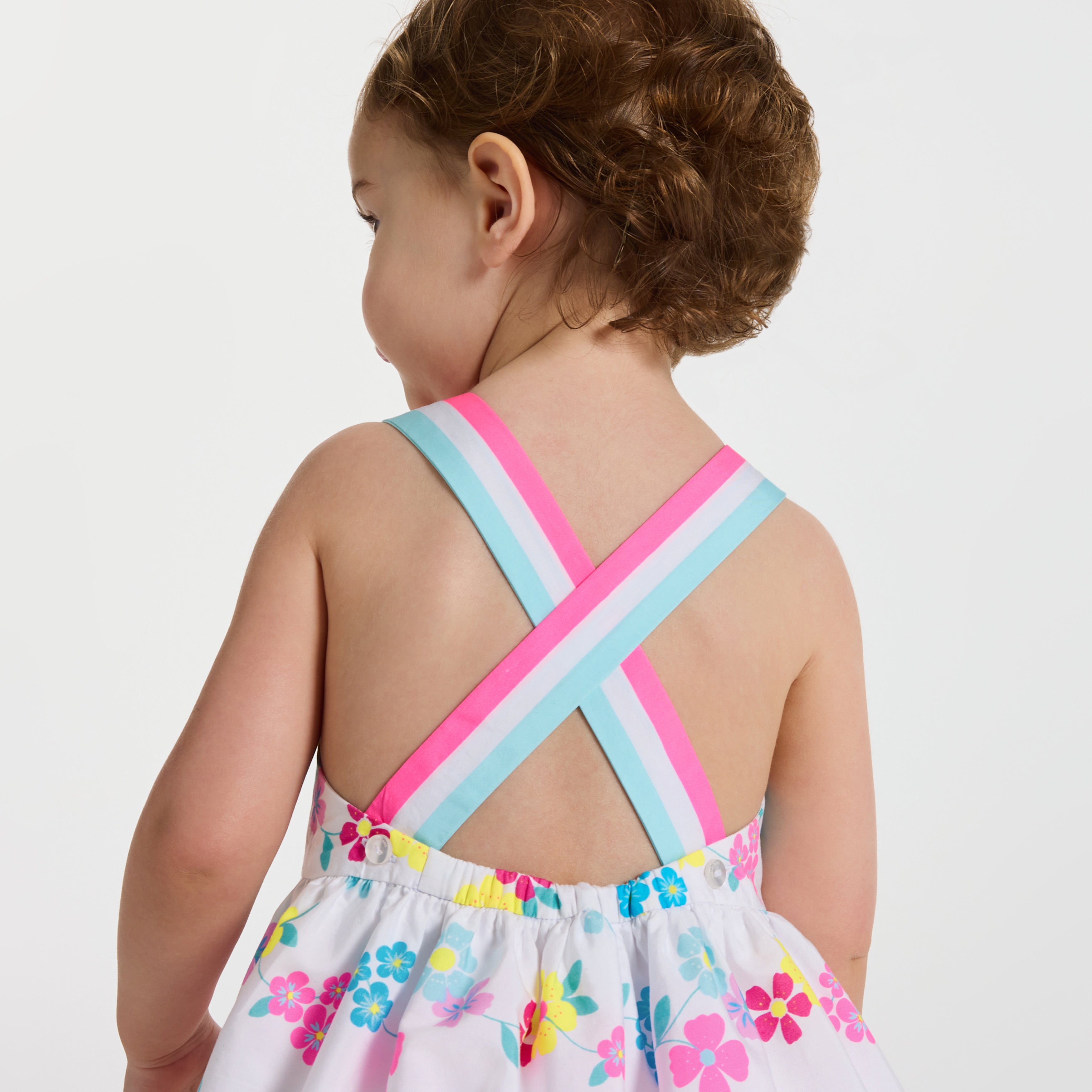 Baby girl dress in cotton with crossover back