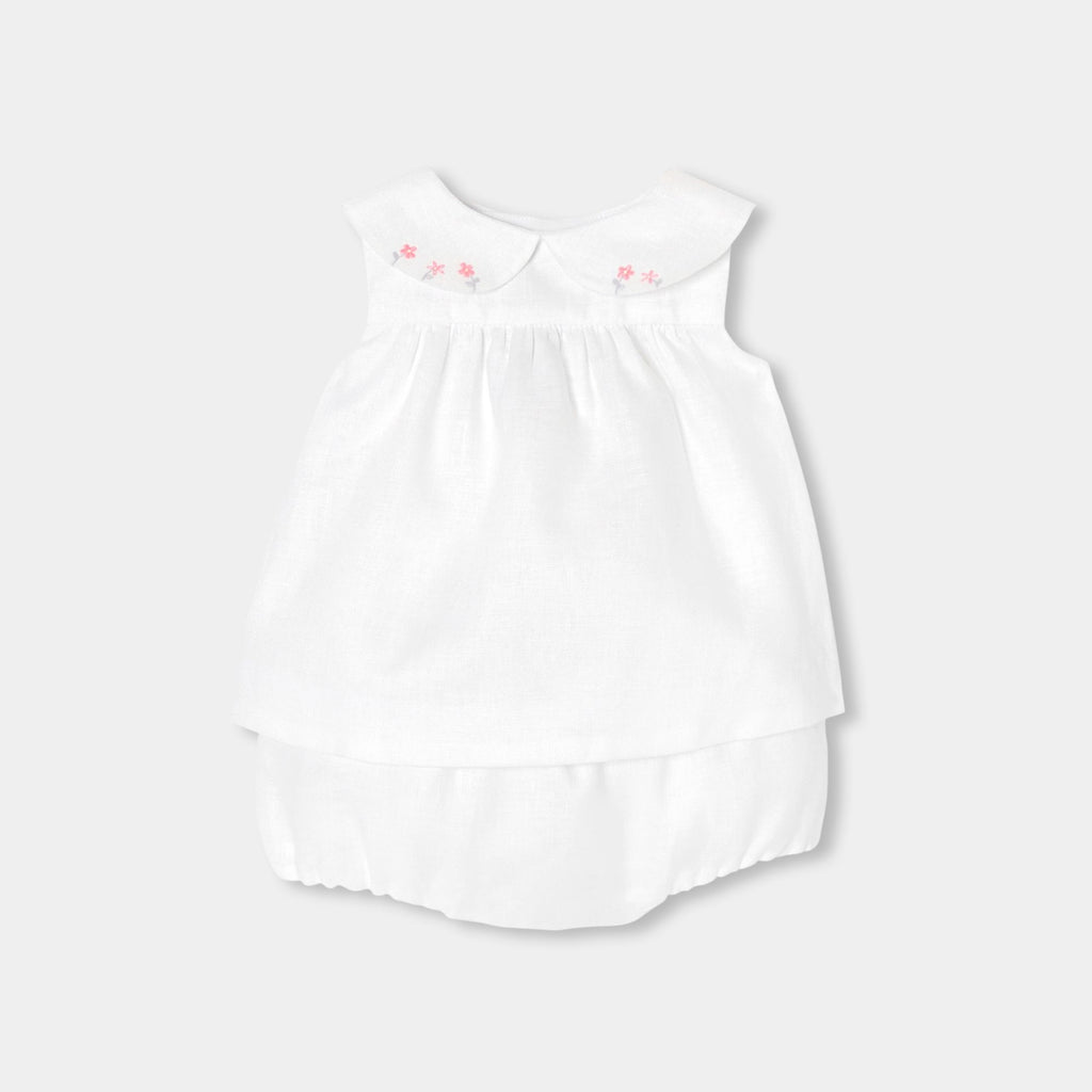 Baby girl linen outfit set - Jacadi White