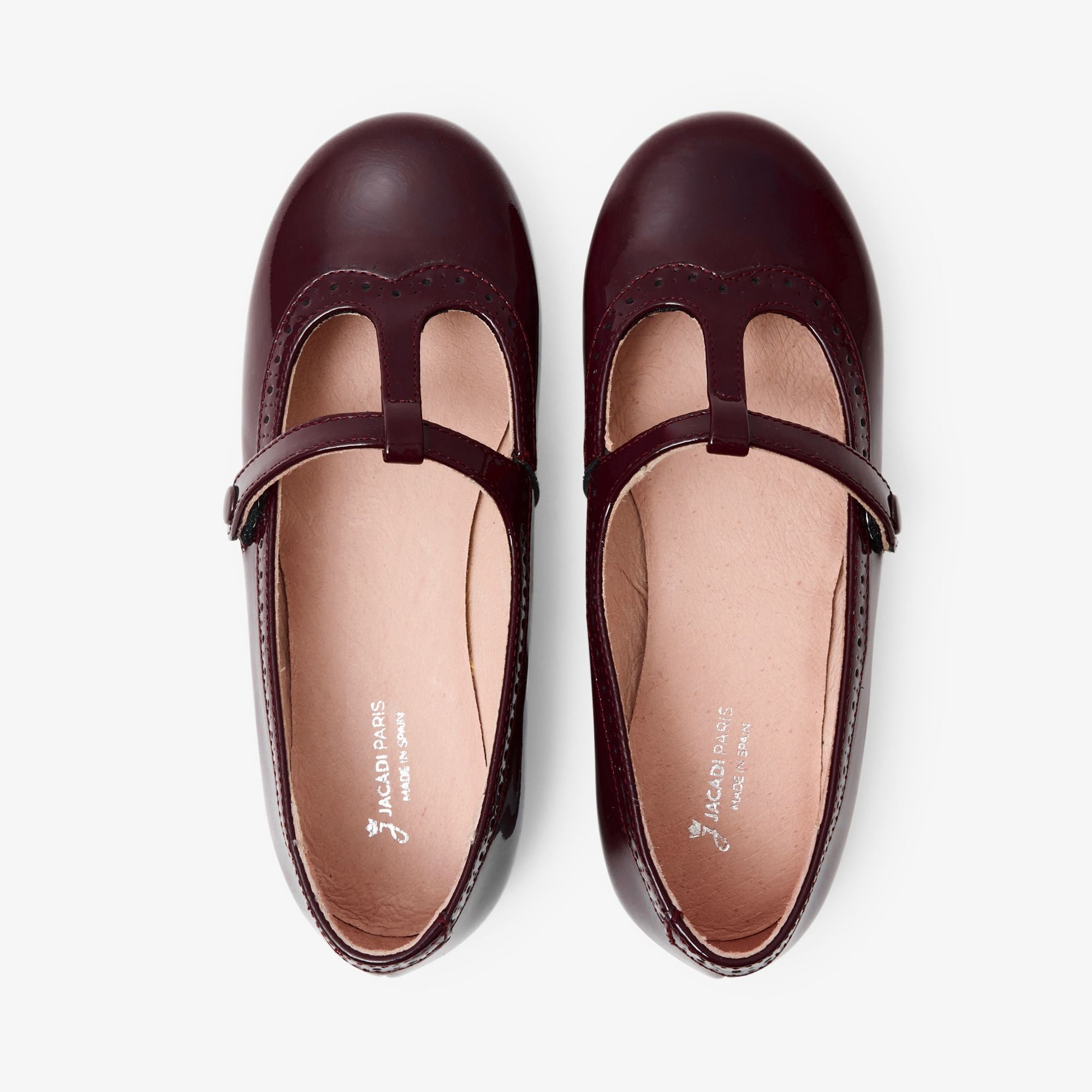 Shoes With Cinturino a T in Leather Girl - Bordeaux