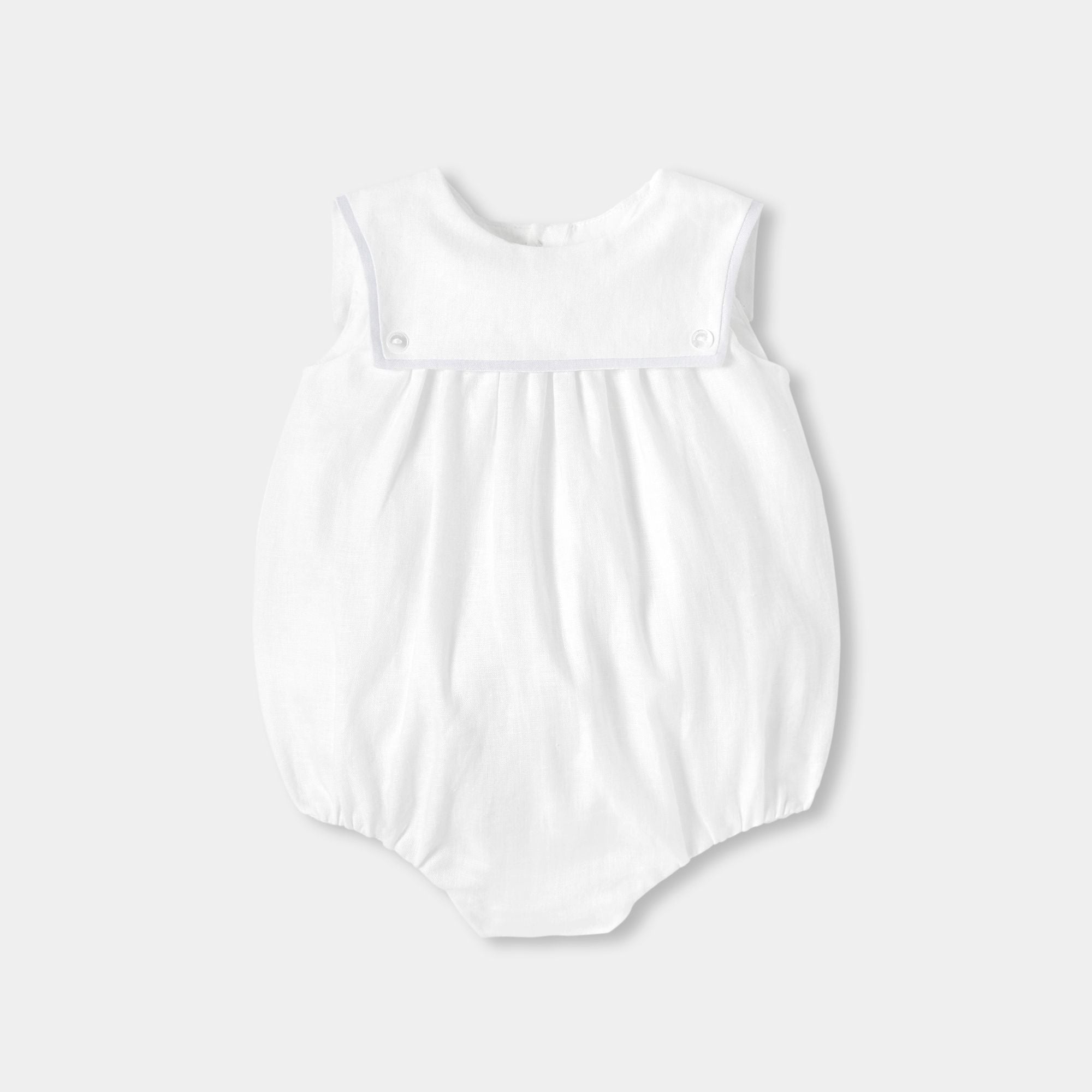 Romper in Linen Baby Boy - White/Grey