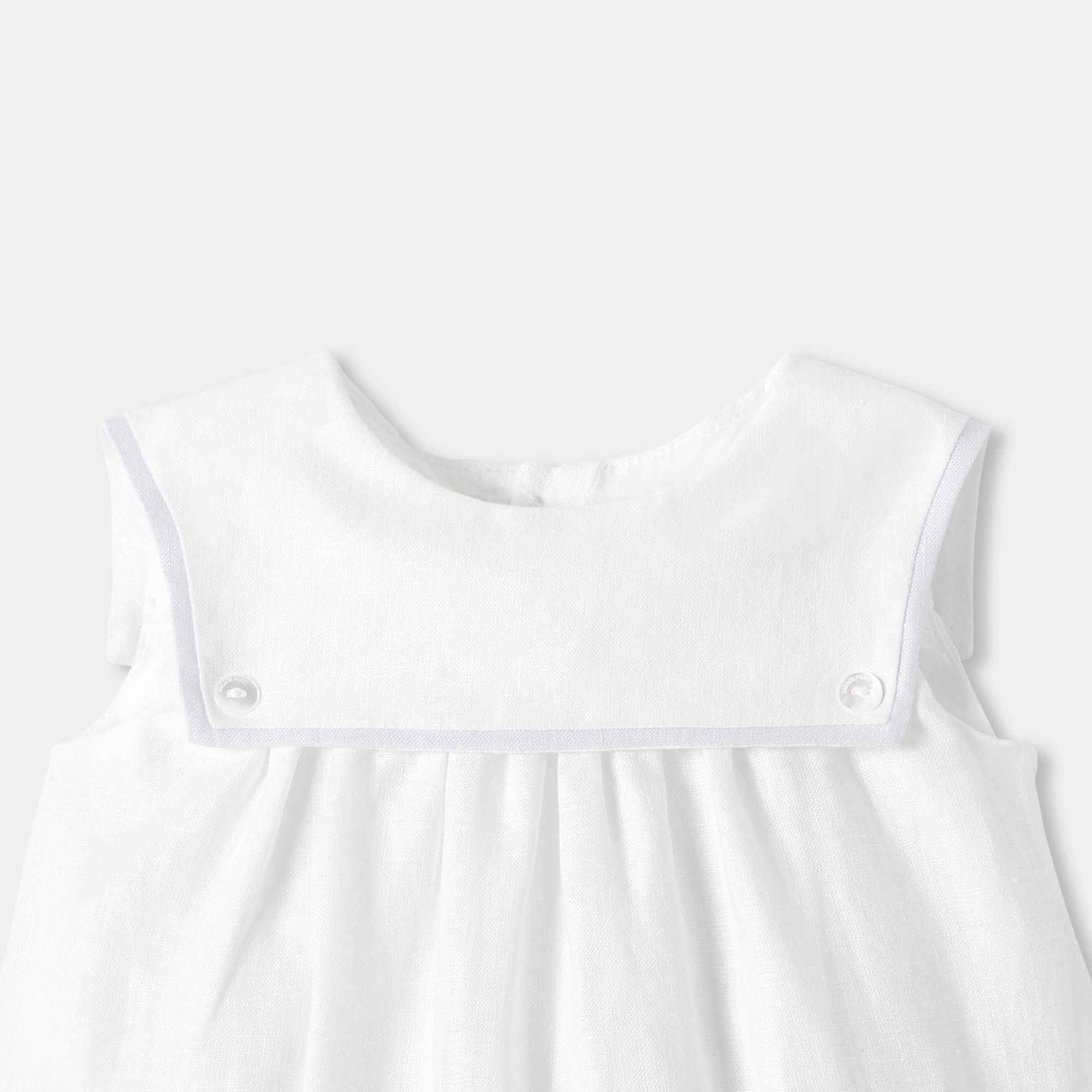 Romper in Linen Baby Boy - White/Grey