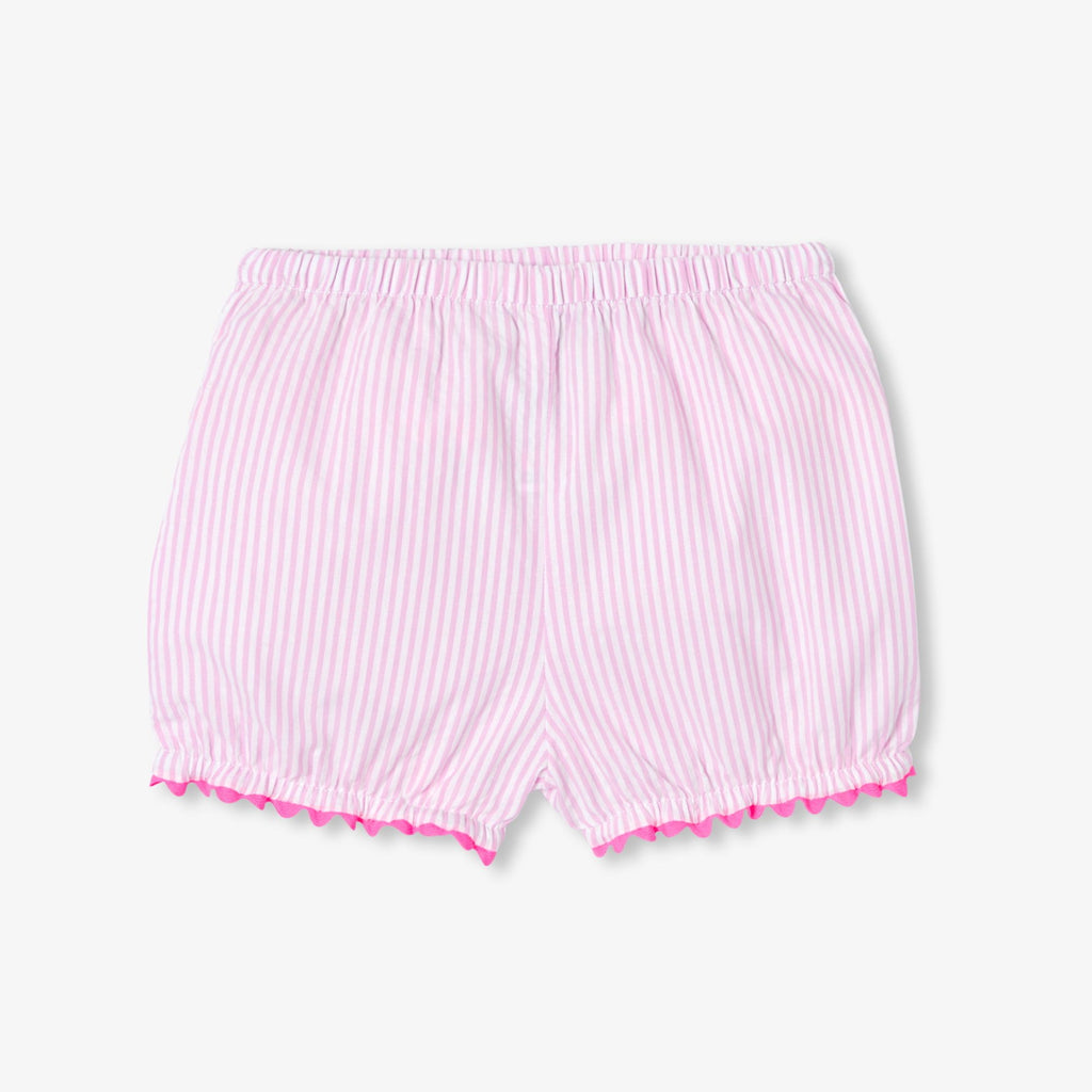Outfit Set Shorts Striped in Cotton Baby Girl - White/Pink