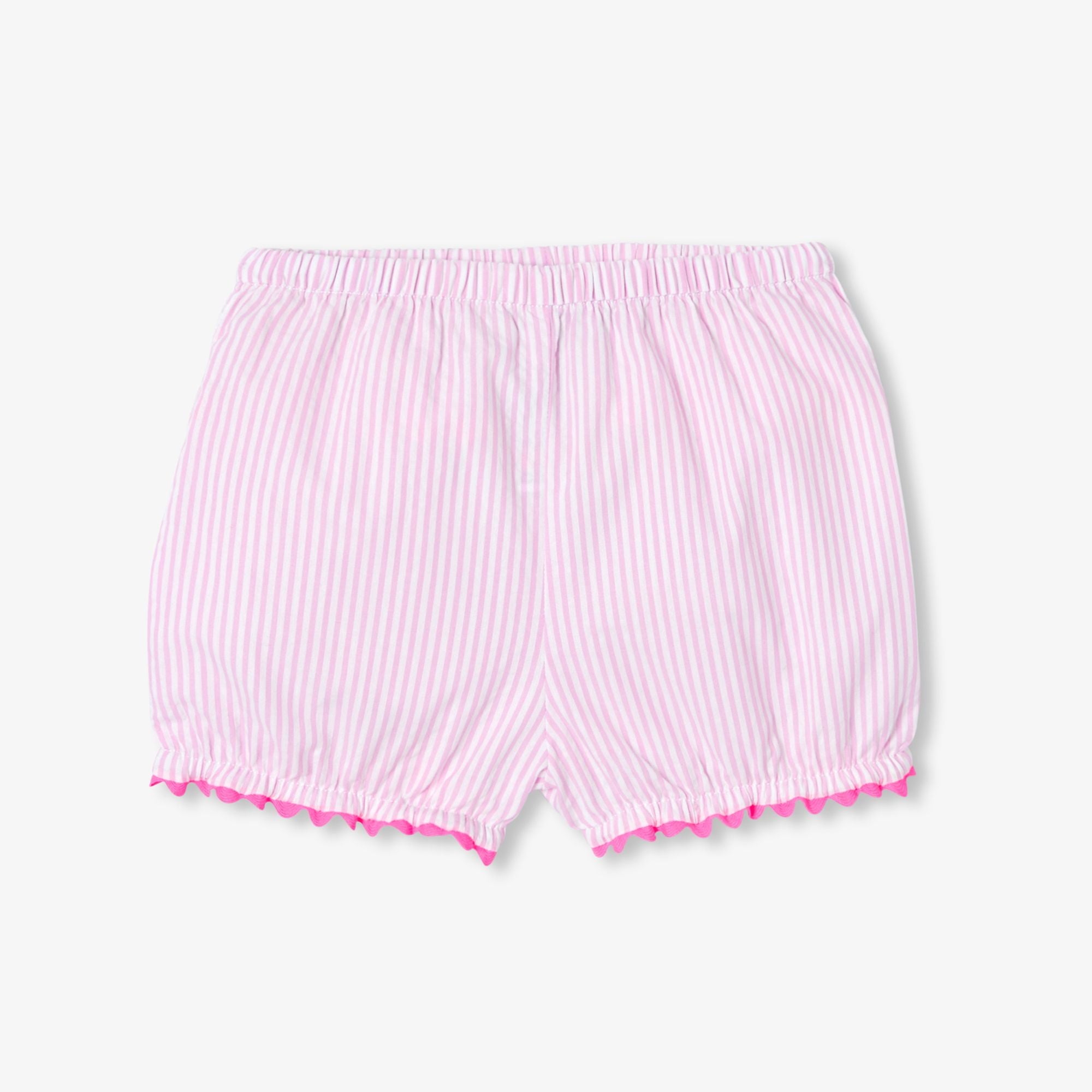 Outfit Set Shorts Striped in Cotton Baby Girl - White/Pink
