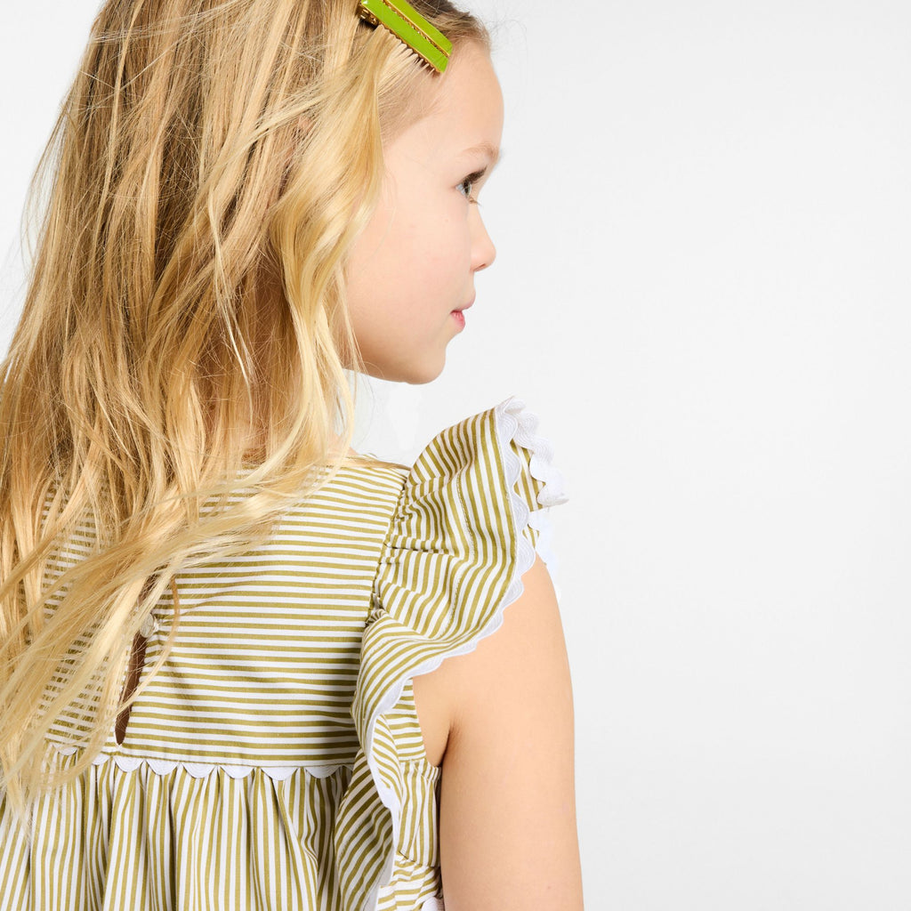 Girls' striped poplin top