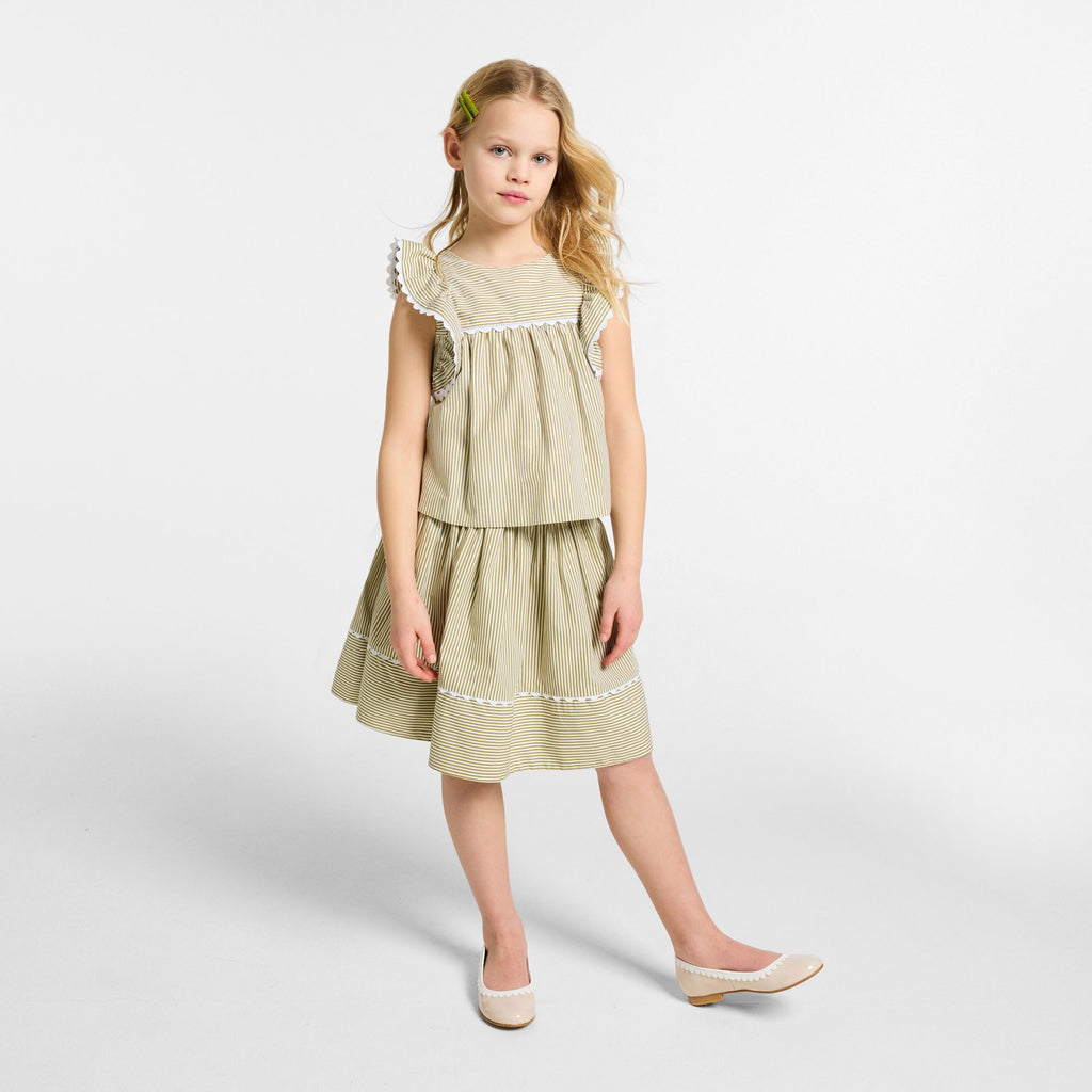 Girls' striped poplin skirt