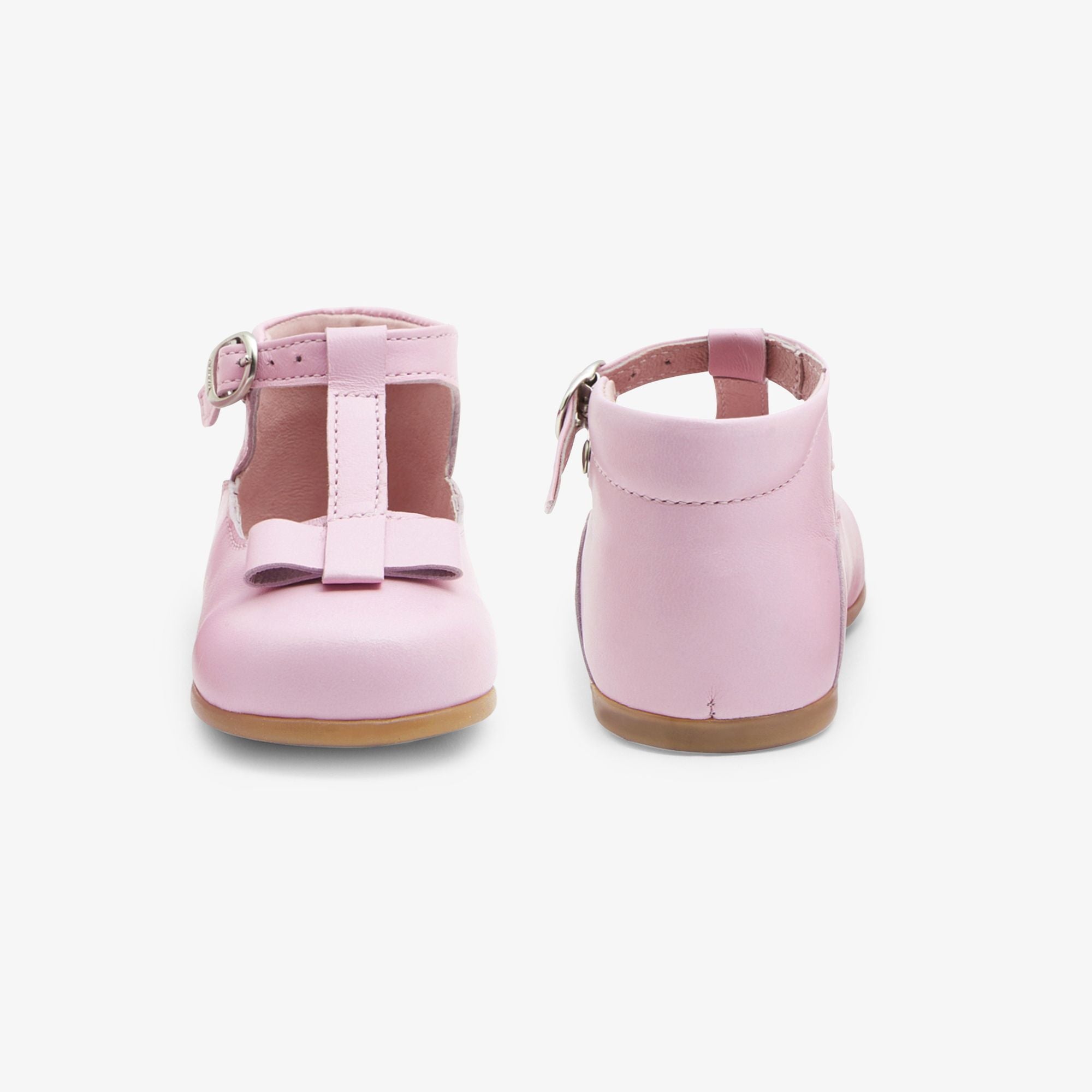 Shoes With Cinturino a T in Leather Baby Girl - Pink