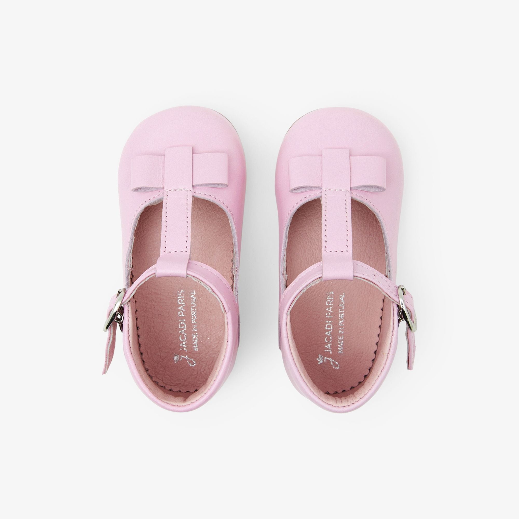 Shoes With Cinturino a T in Leather Baby Girl - Pink