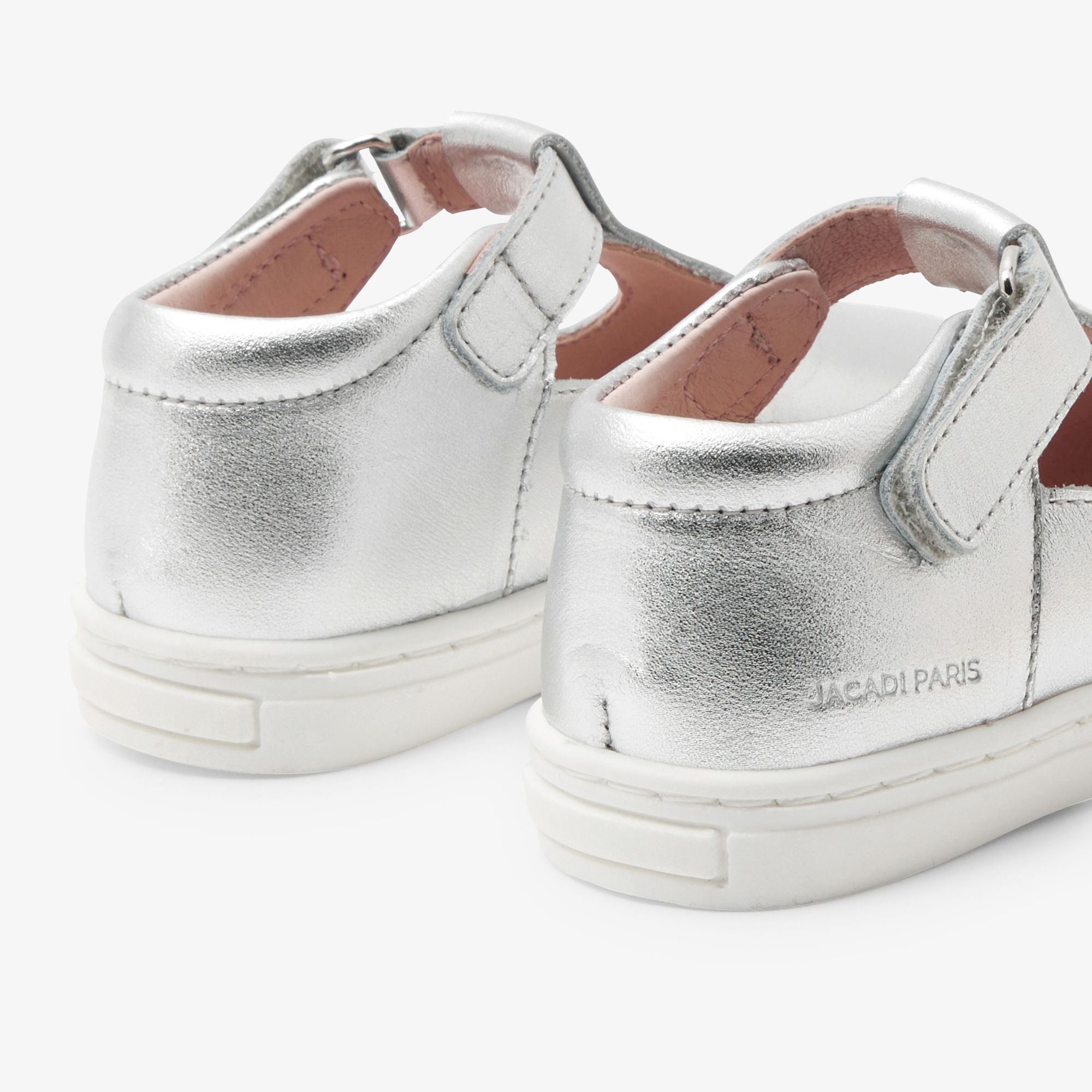 Shoes With Cinturino a T in Leather Brillante Baby Girl - Argento