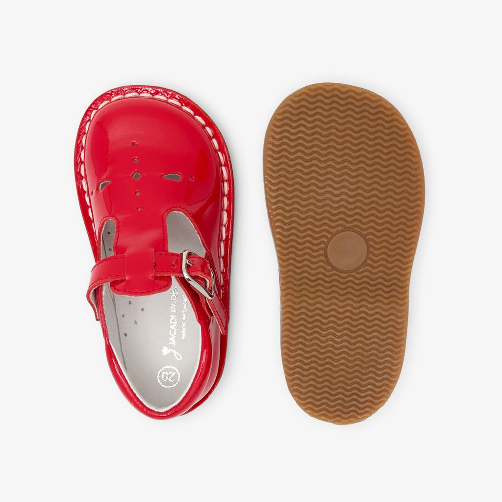 Shoes With Cinturino a T in Patent Leather Baby Girl - Rosso Jacadi