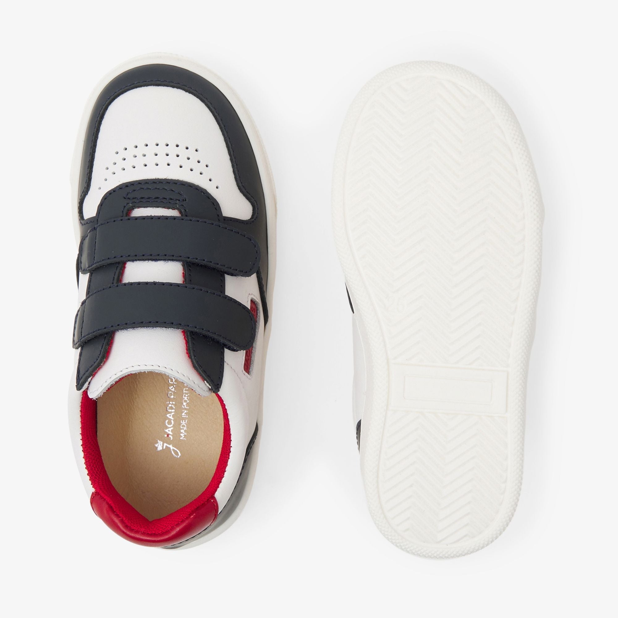 Sneakers in Leather Boy - Navy Blue/Red