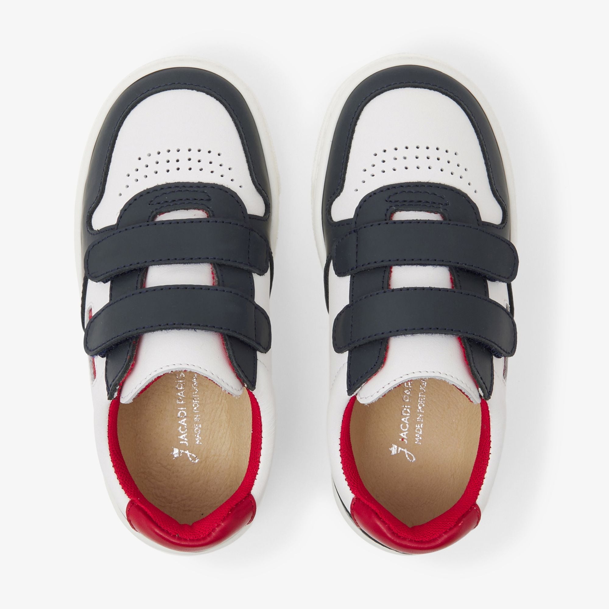 Sneakers in Leather Boy - Navy Blue/Red