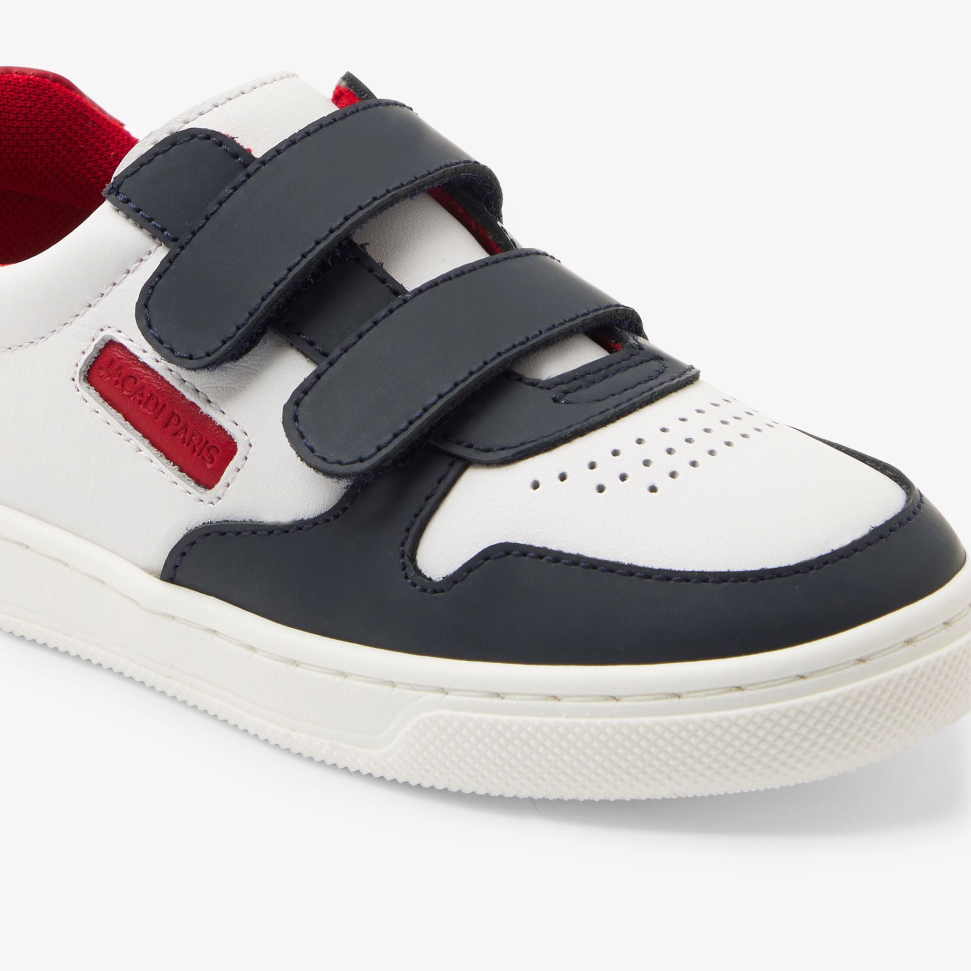 Sneakers in Leather Boy - Navy Blue/Red
