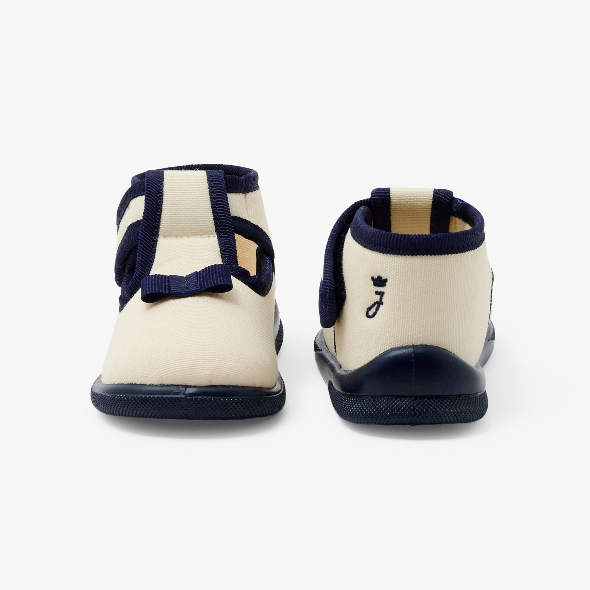 Baby girl cotton shoes - Ecru/Navy Blue