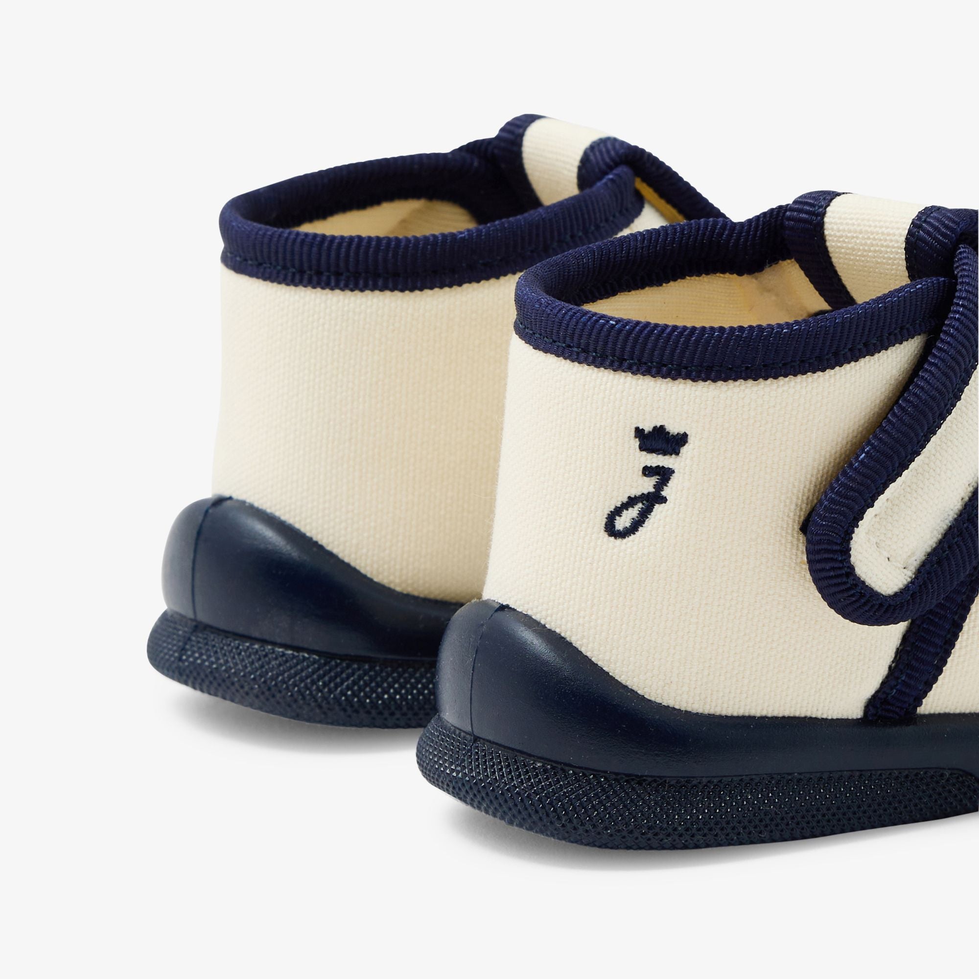 Baby girl cotton shoes - Ecru/Navy Blue
