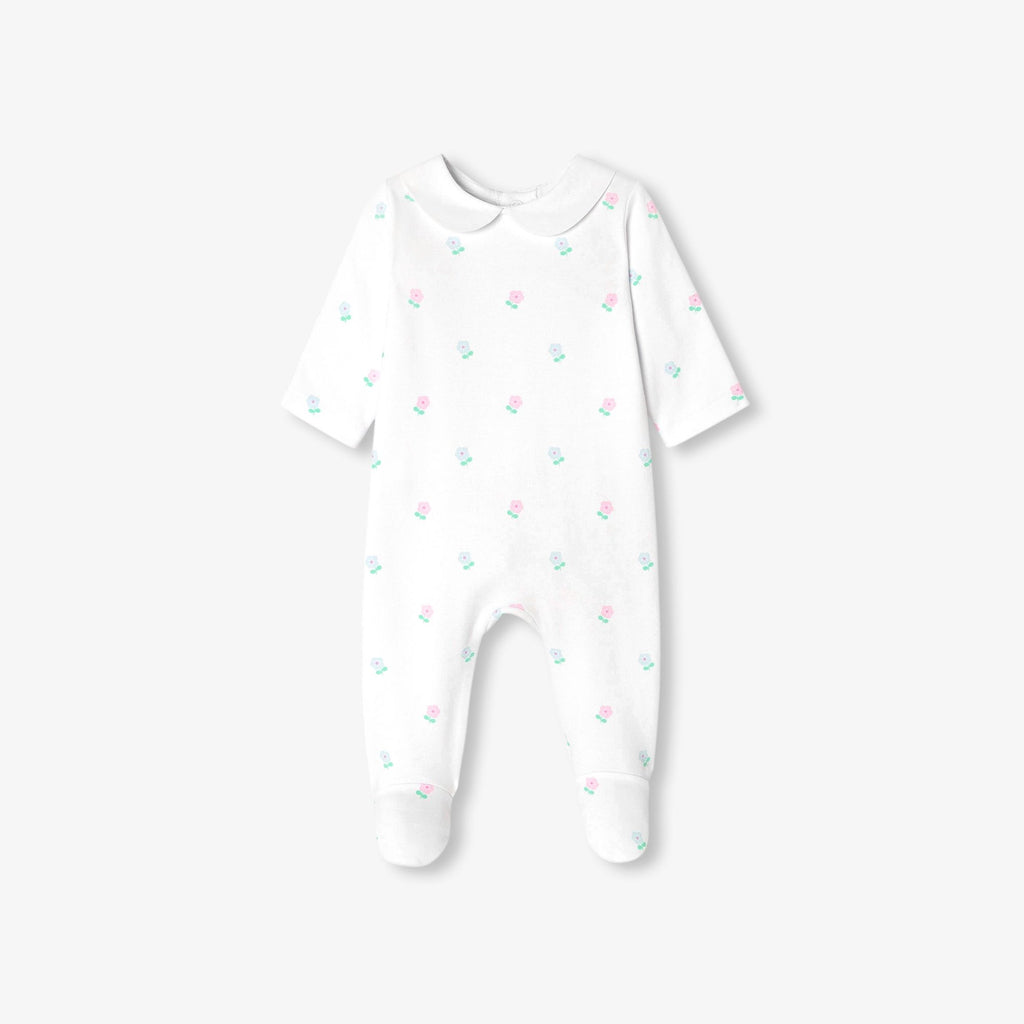 Baby girl cotton interlock pyjamas - White/Multicolour