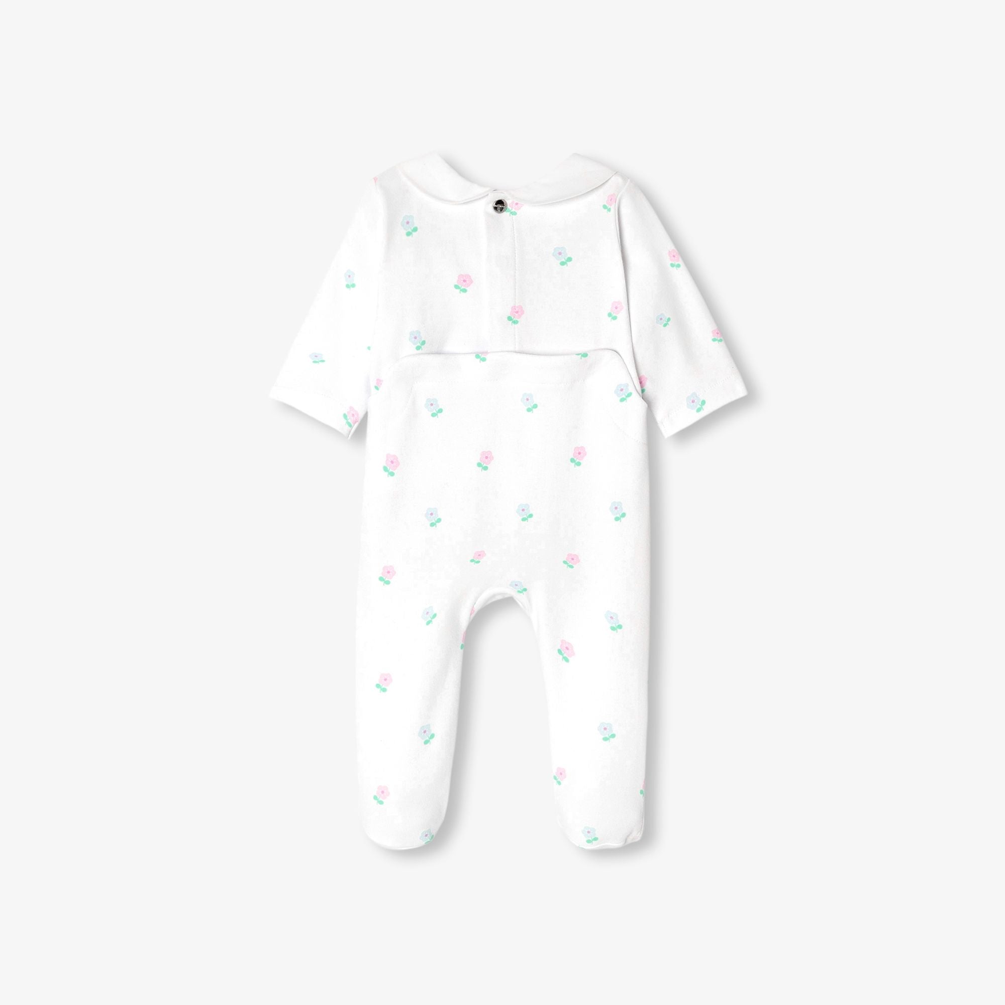 Baby girl cotton interlock pyjamas - White/Multicolour