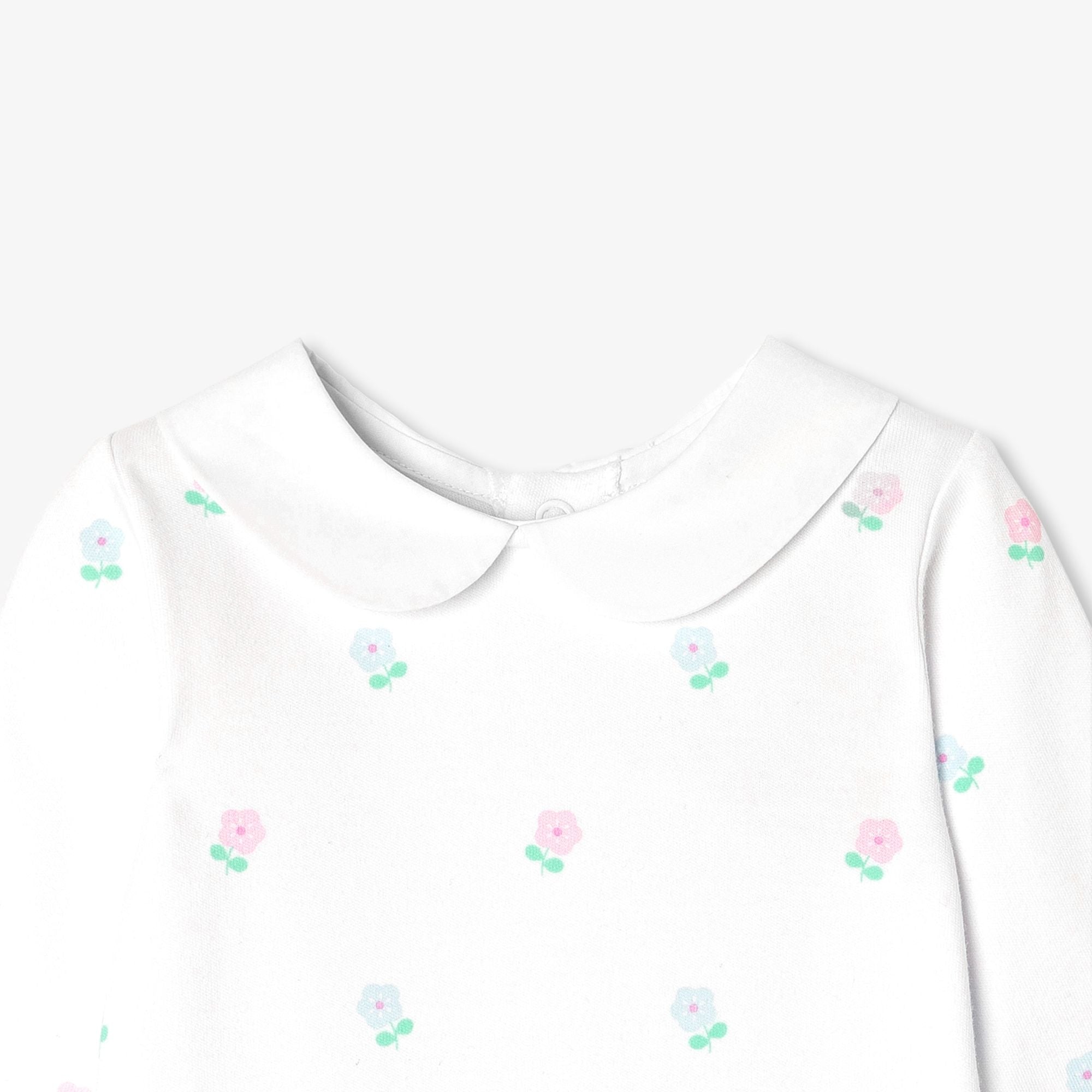Baby girl cotton interlock pyjamas - White/Multicolour
