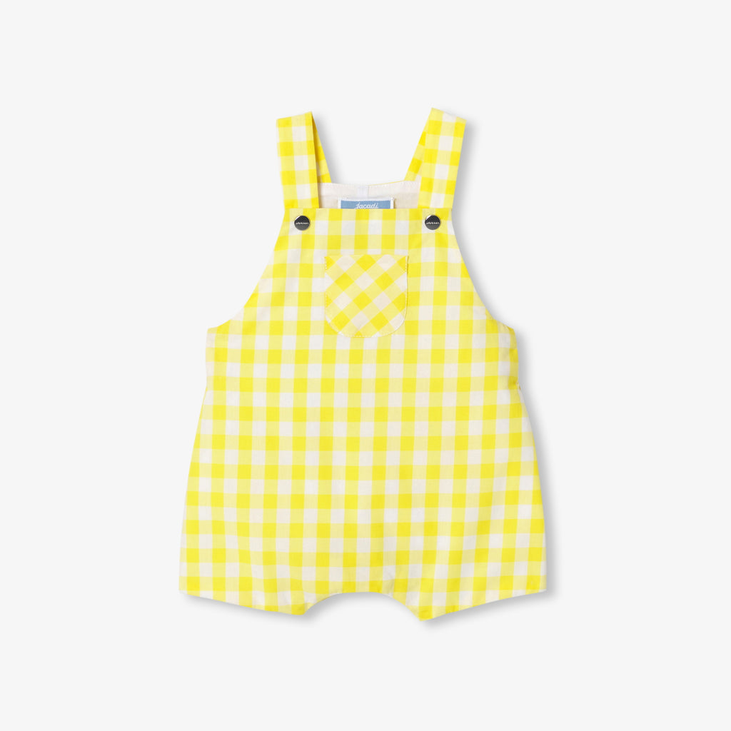 Baby short dungarees in gingham poplin