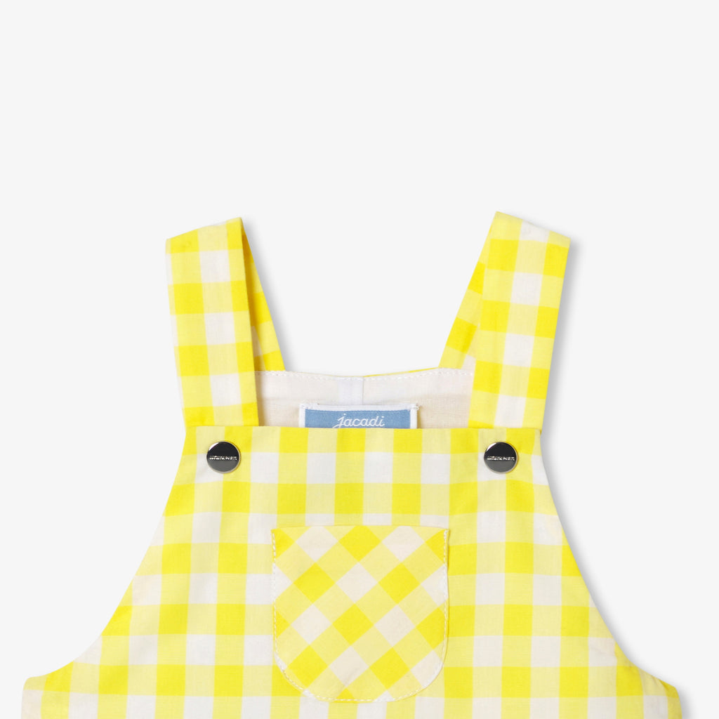 Baby short dungarees in gingham poplin