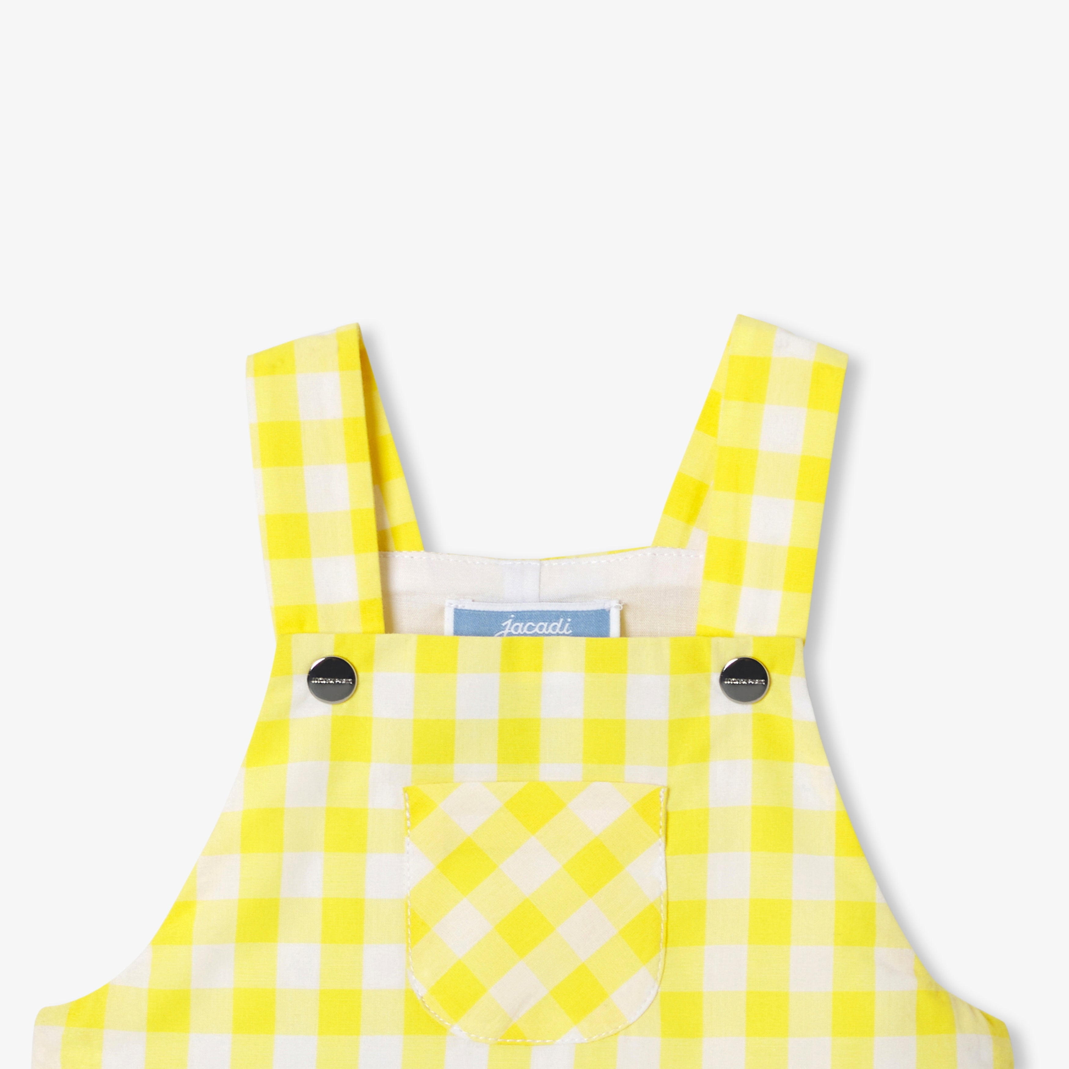 Baby short dungarees in gingham poplin