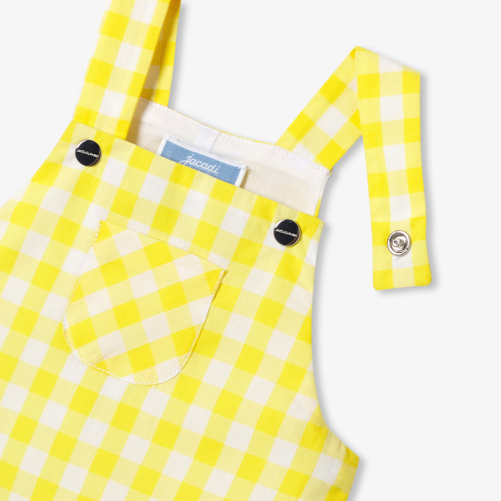 Baby short dungarees in gingham poplin