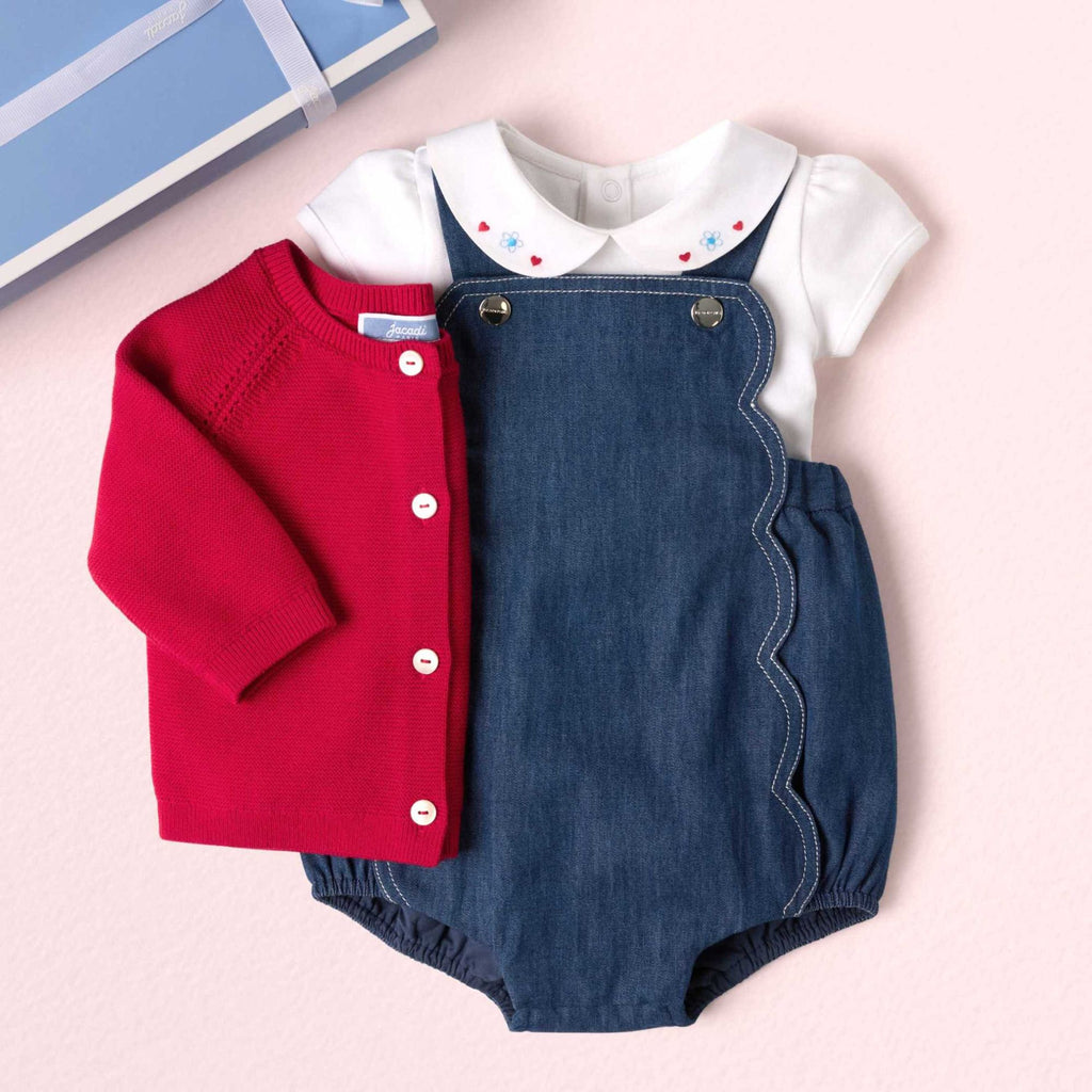JC-NG134 - Jacadi Newborn girl garter-stitch cotton cardigan